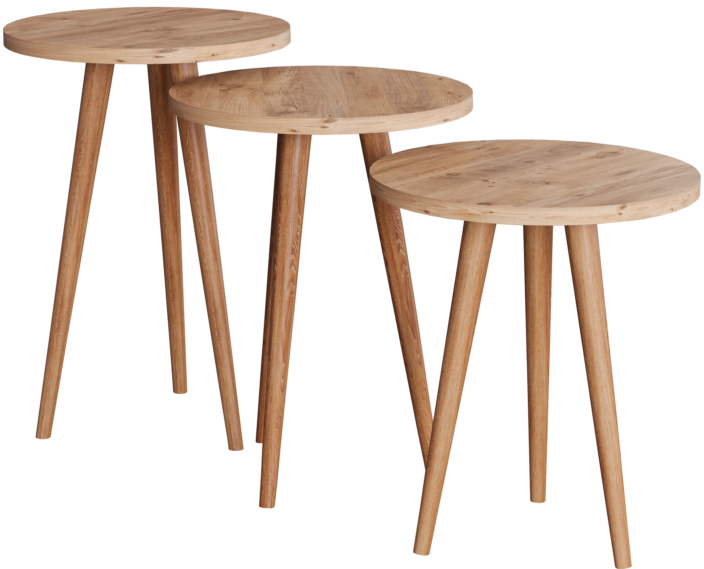 VCM Couchtisch »Barilo« 3-tlg. Set Beistelltisch | Maße ca. H. 42/47/52 x B. 34 x T. 34 cm