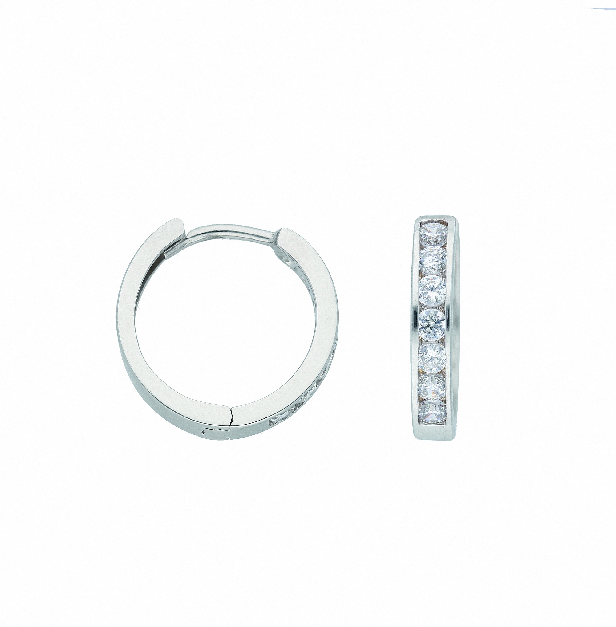 Ohrringe Silber Rund NKlaus Paar 585 Gold Weißgold Creolen 13mm