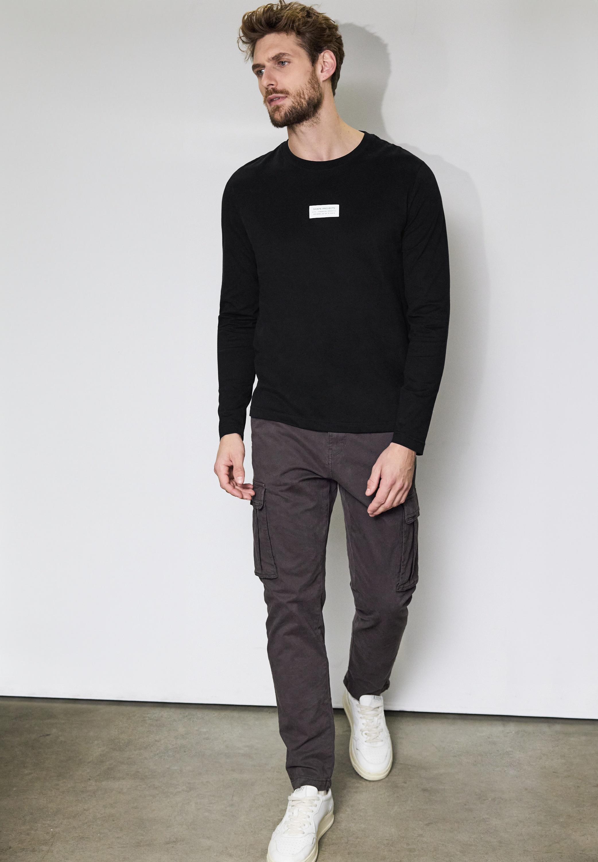 STREET ONE MEN Langarmshirt, aus reiner Baumwolle