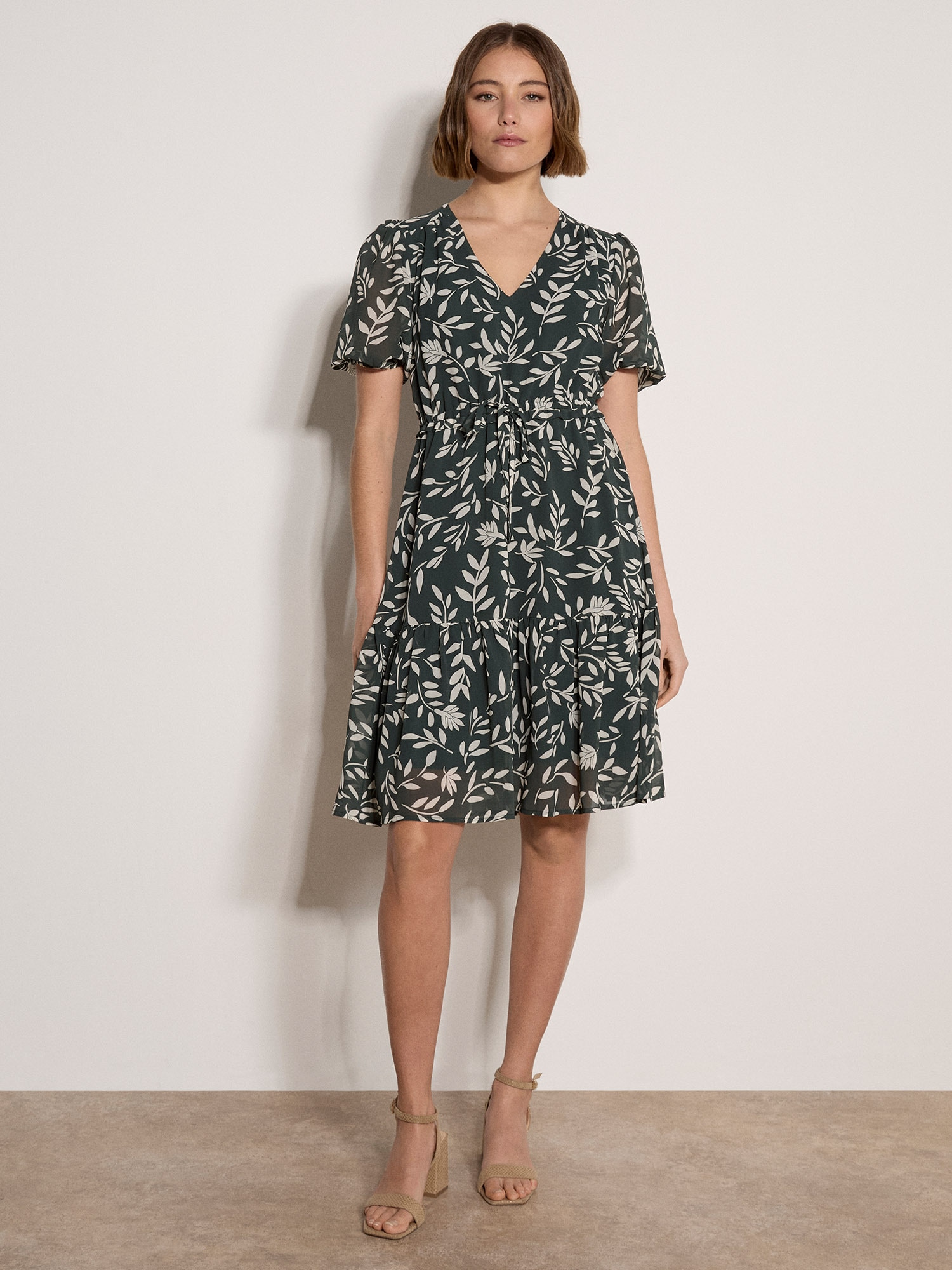 Apricot Minikleid "Silhouette Leaf Mini-Kleid mit Kordelzug"