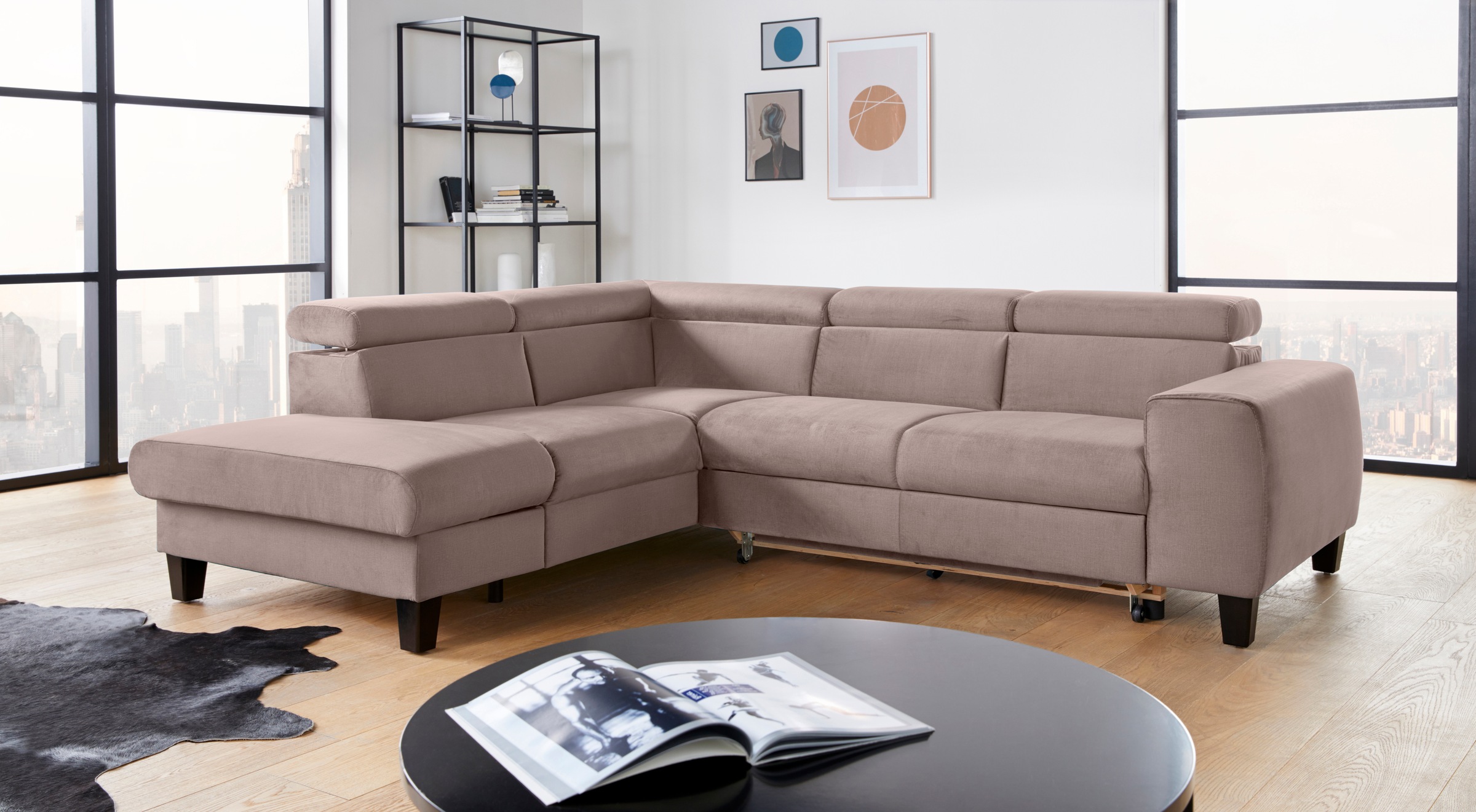 COTTA Ecksofa "Morven L-Form mit Kopfteilverstellung", wahlweise mit Bettfu günstig online kaufen