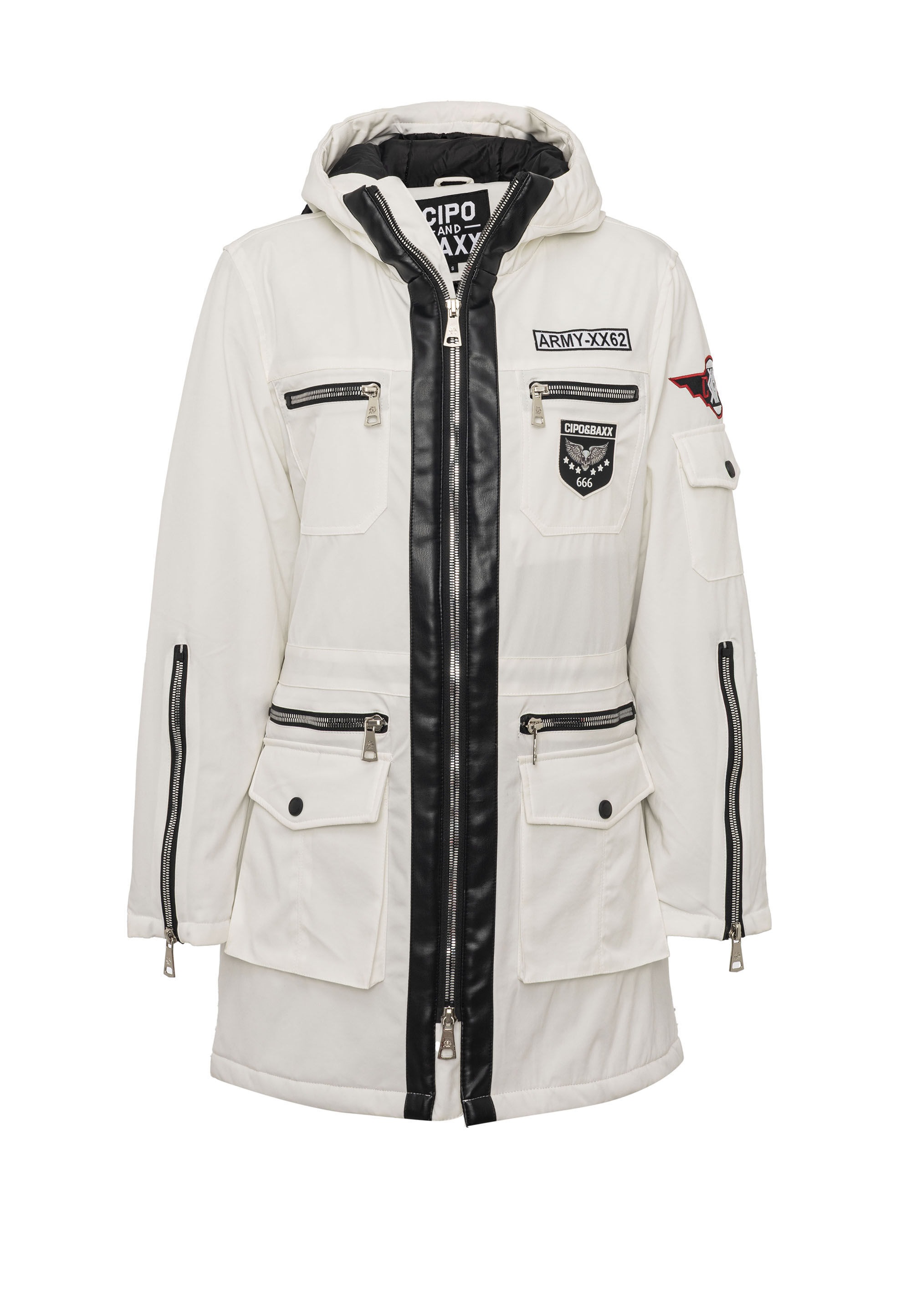 Cipo & Baxx Winterjacke "WM144" mit Kapuze mit Zipper-Details günstig online kaufen