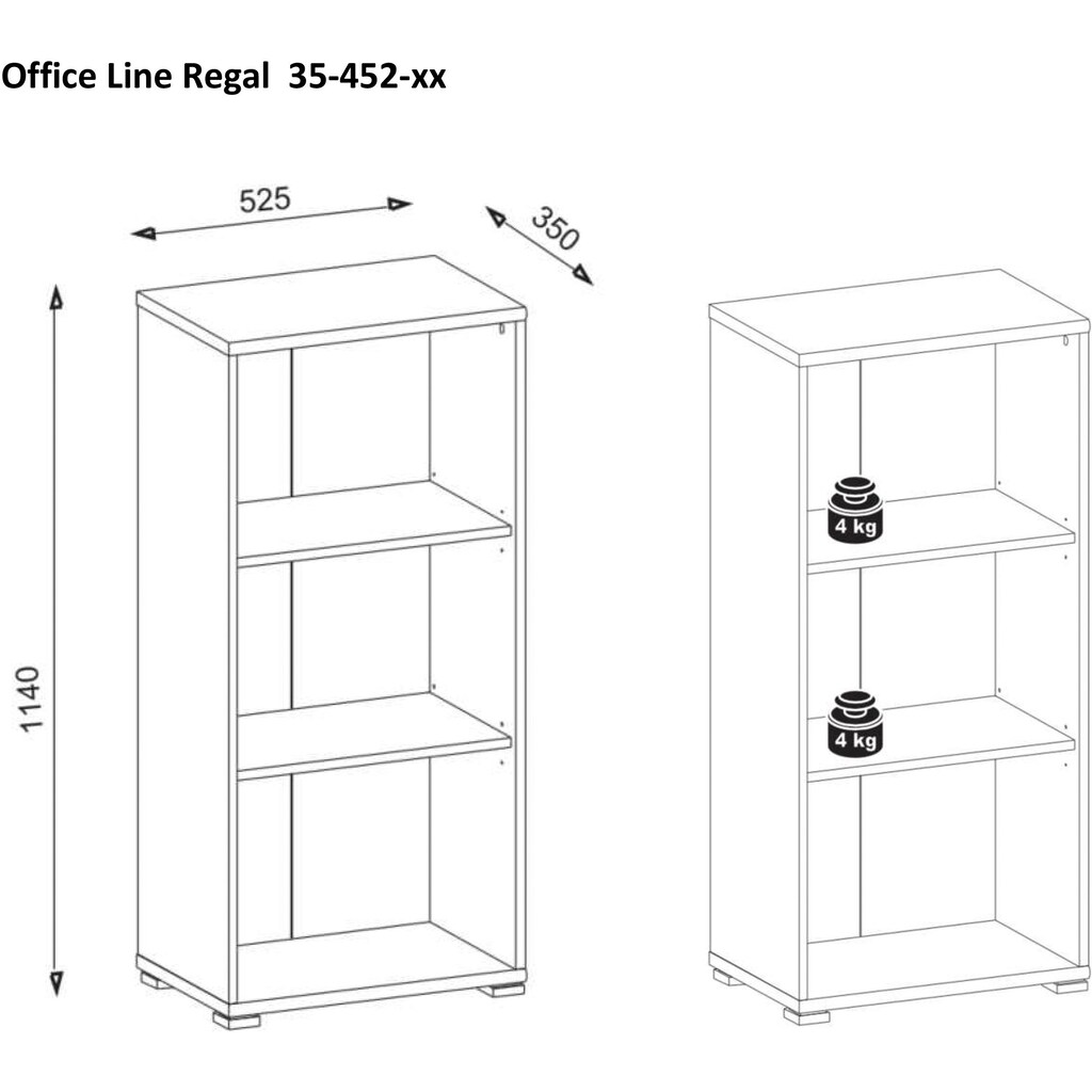 BEGA OFFICE Aktenregal »Office Line«, Mit 3 offenen Fächern, wahlweise in weiß oder Eiche Sonoma Nachbildung