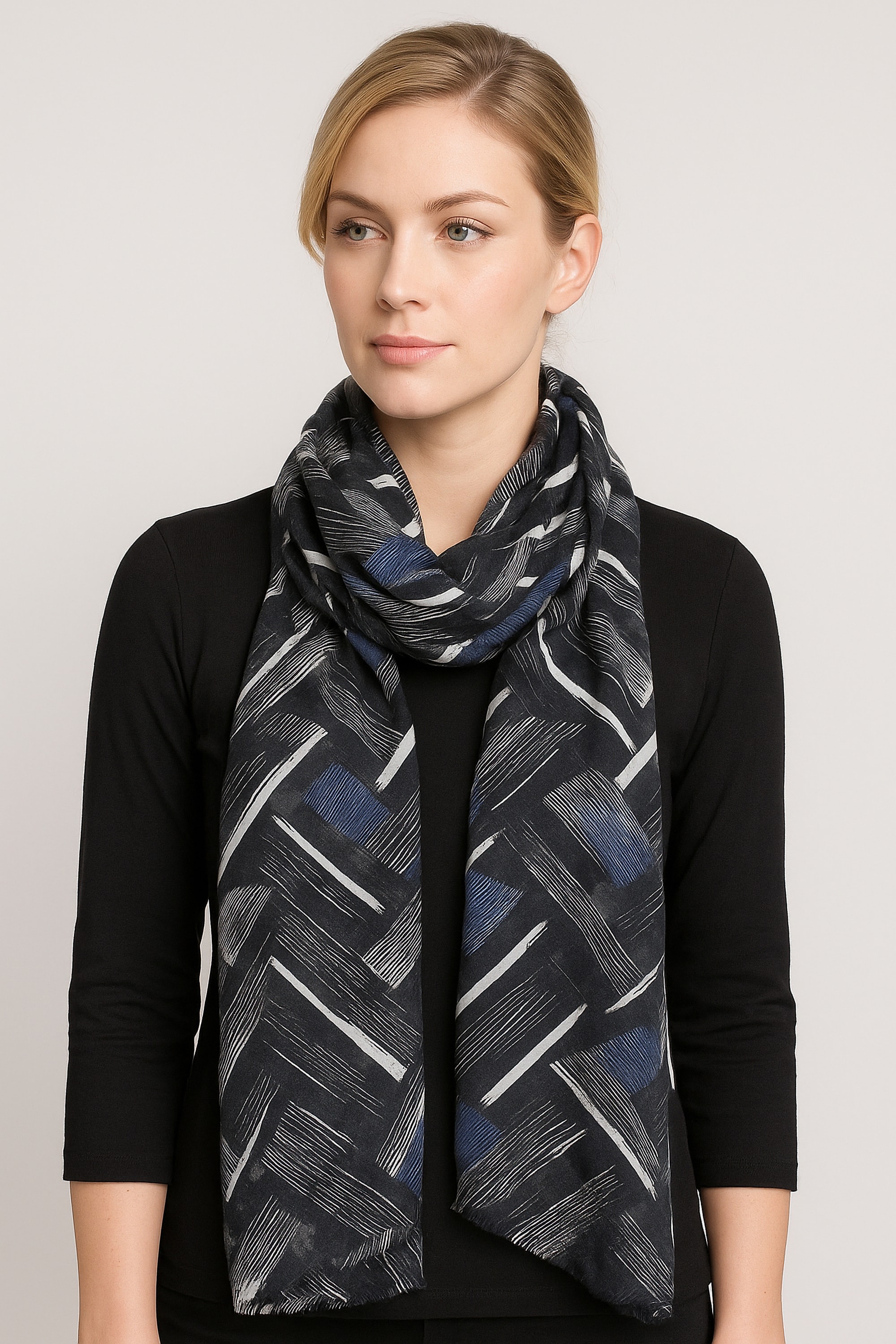 COLLEZIONE ALESSANDRO Modeschal »Mitternacht« 1 Stk. mit dunkelblauem Zick-Zack-Muster