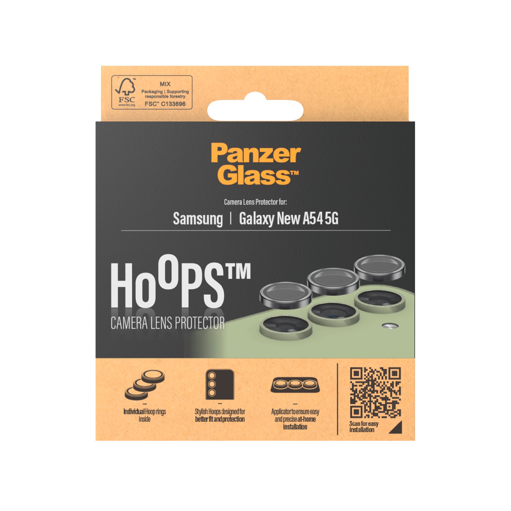 PanzerGlass Kameraschutzglas »Hoops Camera Protector für Samsung Galaxy A54 5G, Black«, für Samsung Galaxy A54 5G