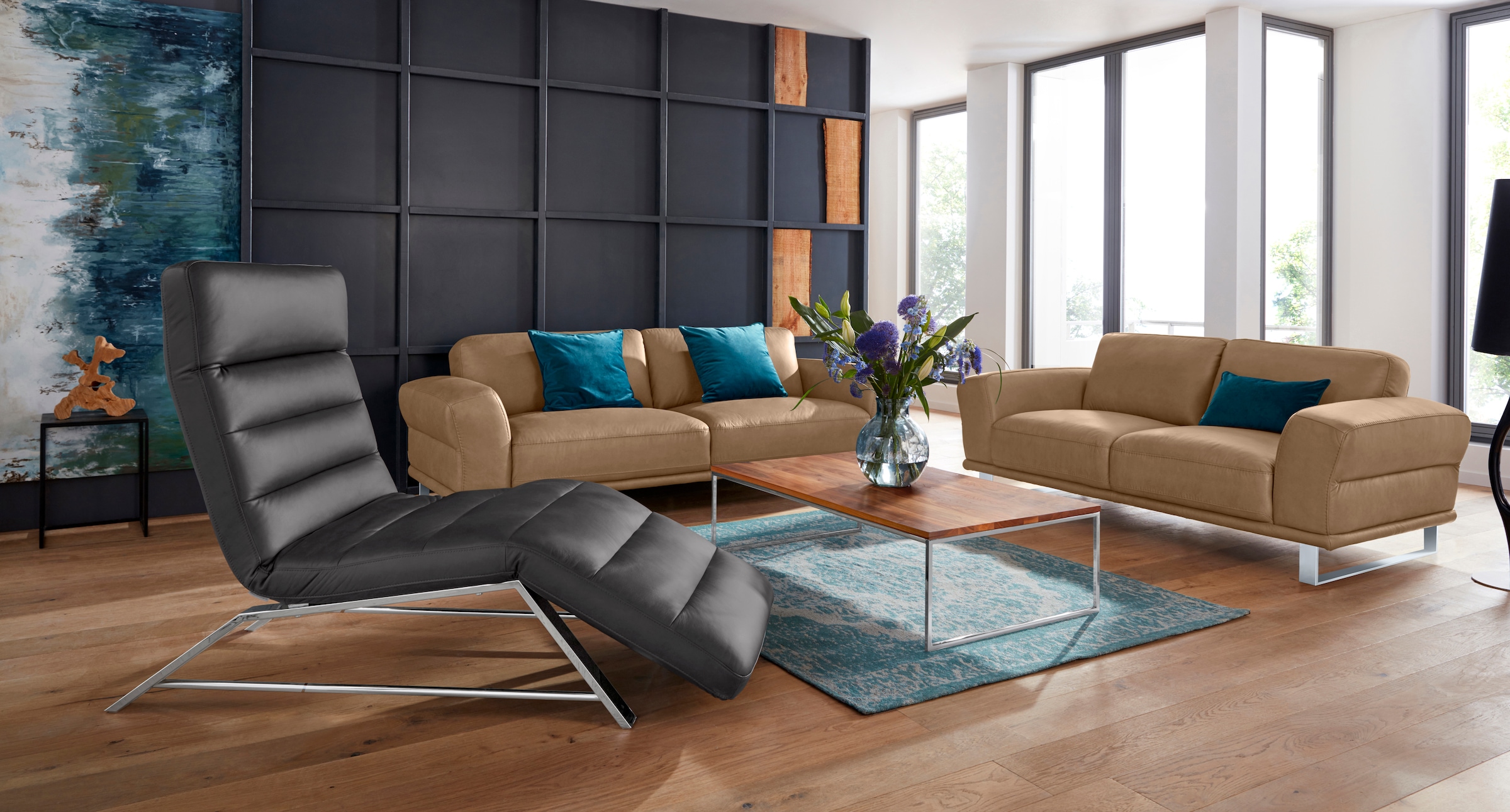 W.SCHILLIG 2,5-Sitzer »montanaa«, mit Metallkufen in Silber matt, Breite 232 cm