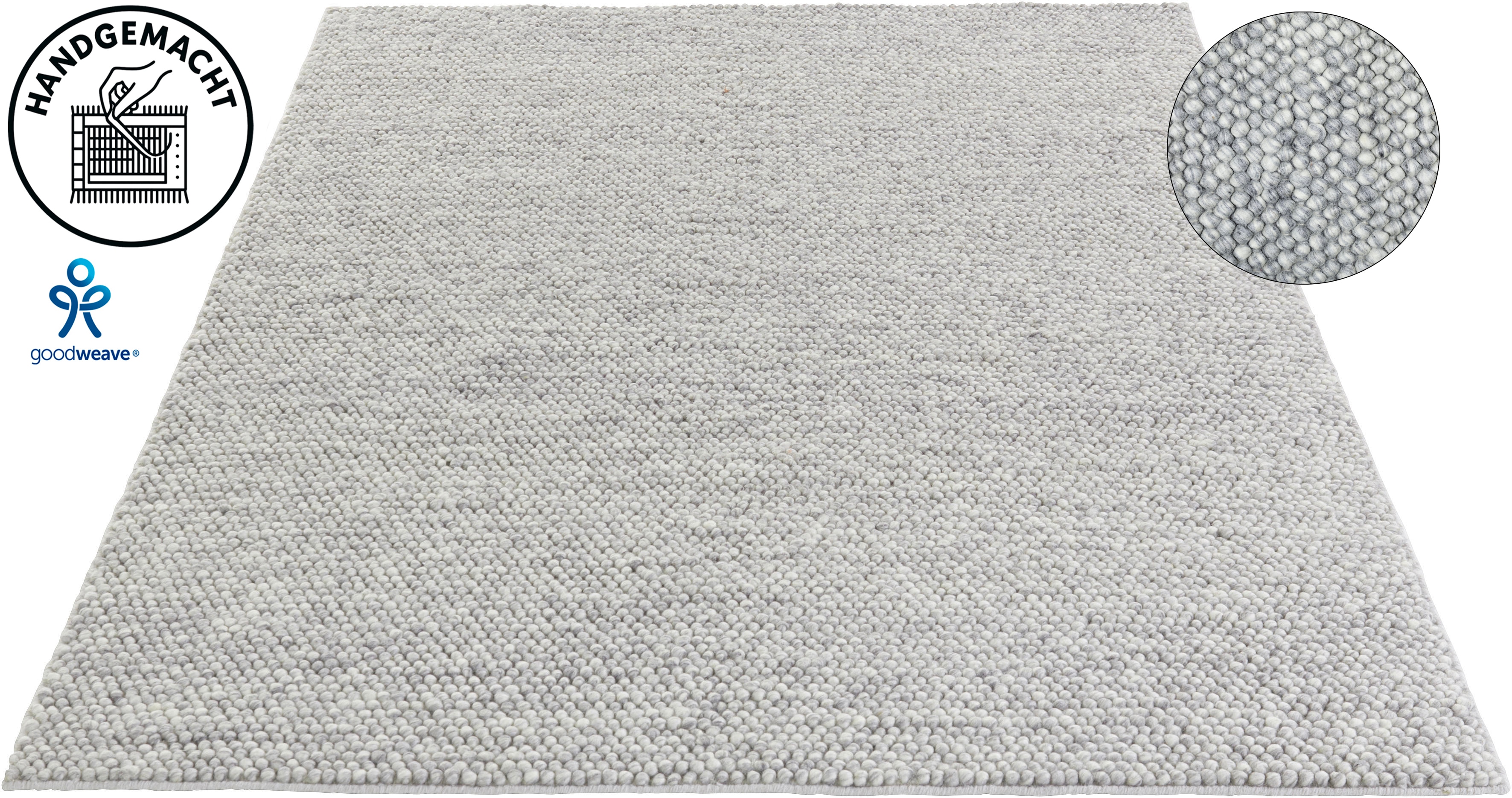 LeGer Home by Lena Gercke Wollteppich "Ainhoa, handgewebt, Wolle" rechteckig 12 mm Höhe einfarbig, Wolle, Teppich, Wohnzimmer, Schlafzimmer, Esszimmer
