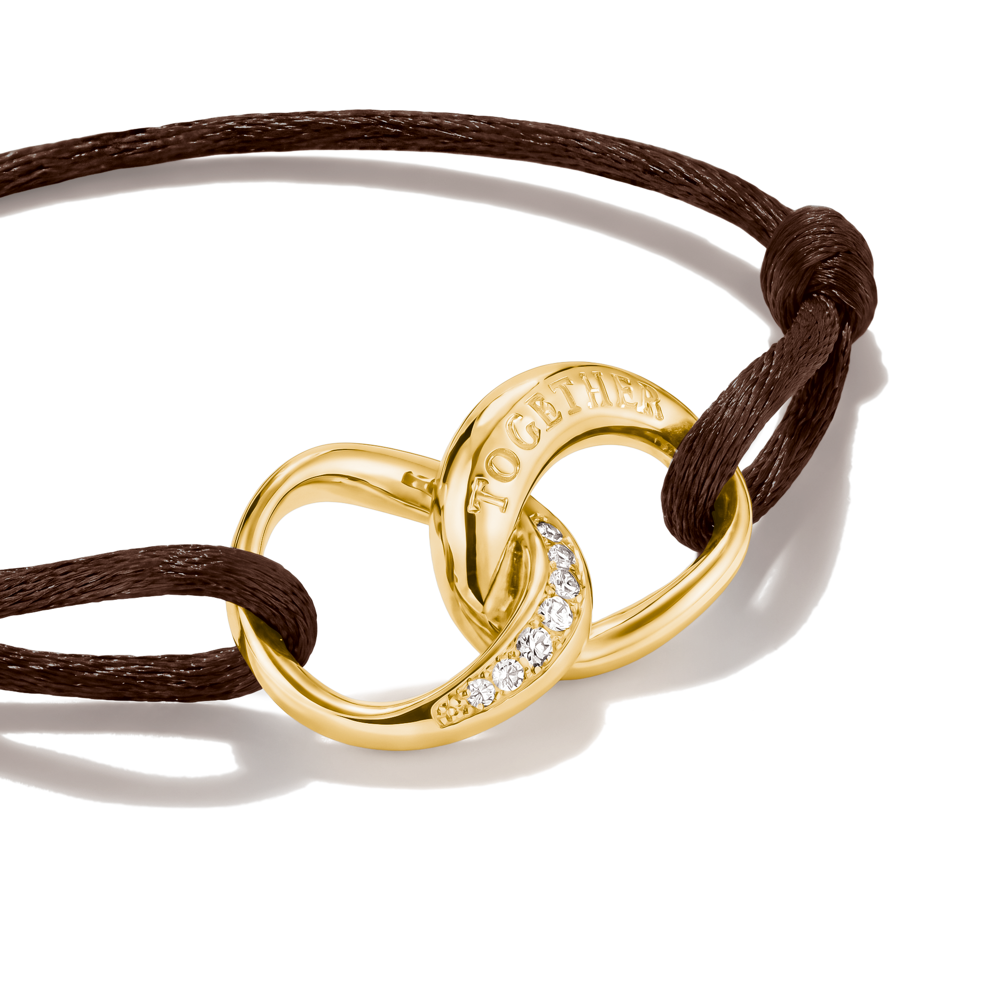 THOMAS SABO Armband »Together Textilarmband gelbgoldfarben« mit Zirkonia (synth.)