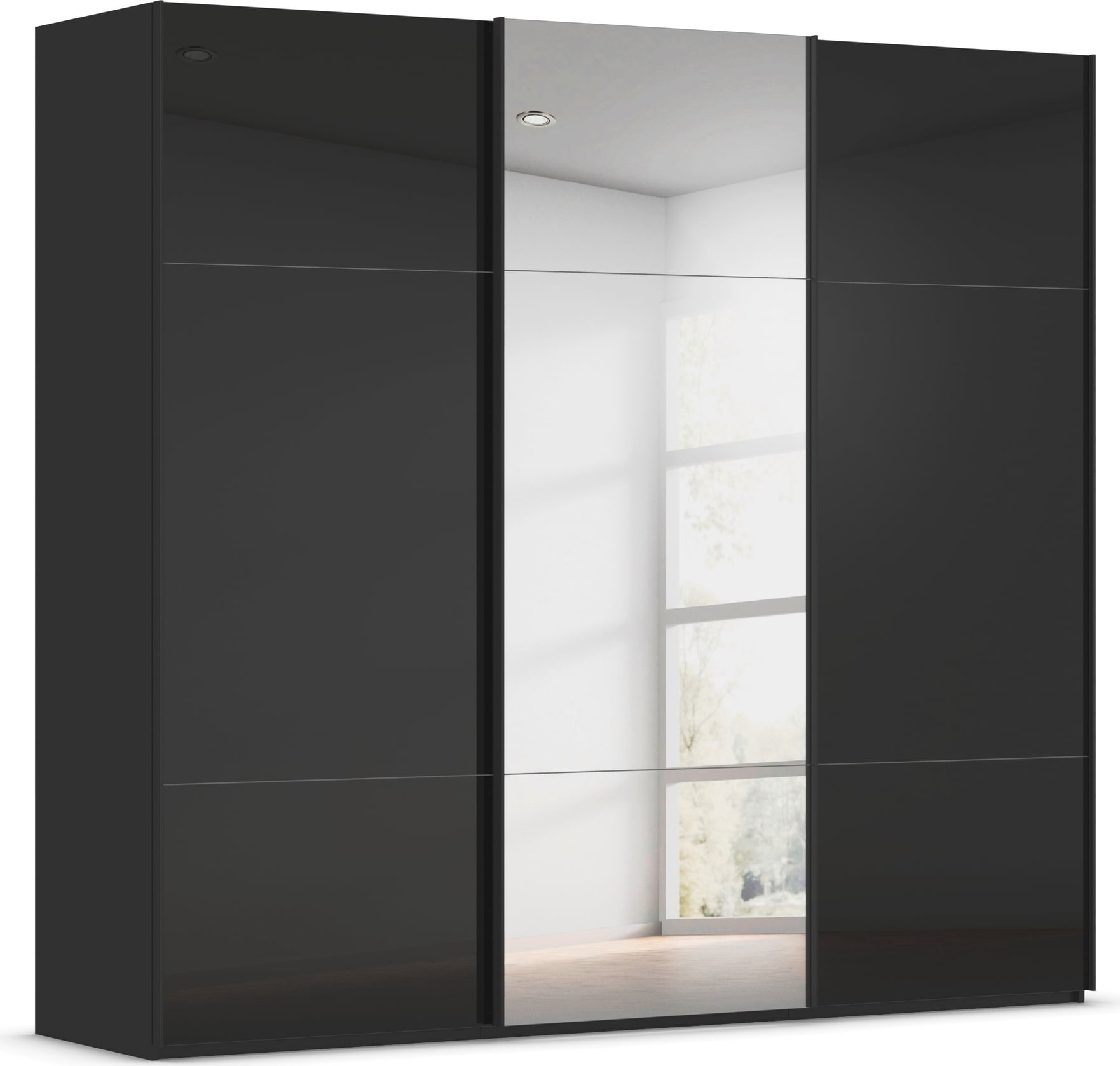 rauch Schwebetürenschrank "Kleiderschrank Schrank Garderobe Schlafzimmerschrank CONTIDO" 3 verschiedene Ausstattungen BASIC/CLASSIC/PREMIUM (inkl. SOFT-CLOSE), aus hochwertigem Material in 6 Breiten 2 Griff-Farben MADE IN GERMANY