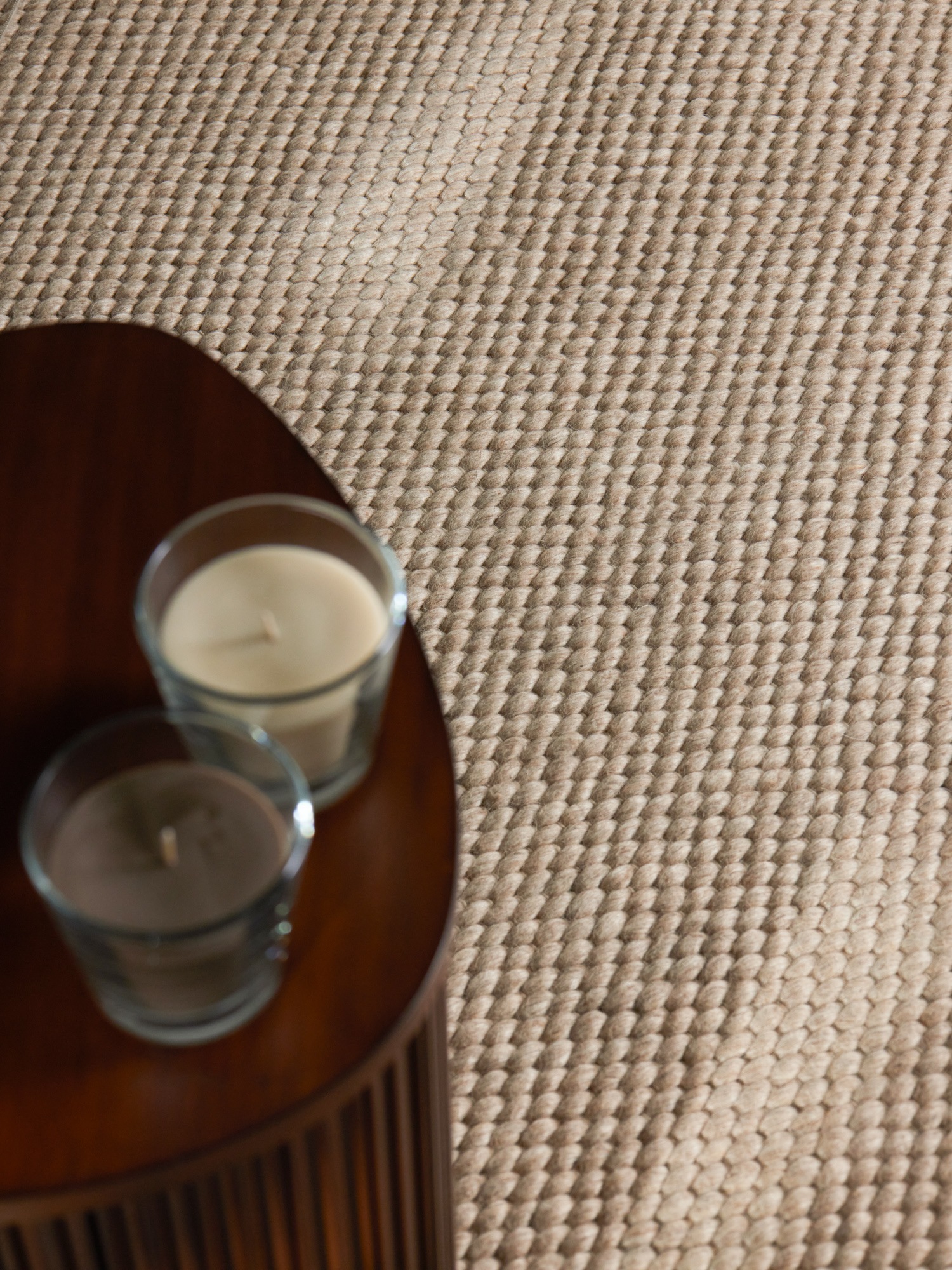ELLE DECORATION »Beans« rund 10 mm Höhe Handweb Teppich Wolle, Rund, Perlenstruktur, Wohnzimmer, Schlafzimmer