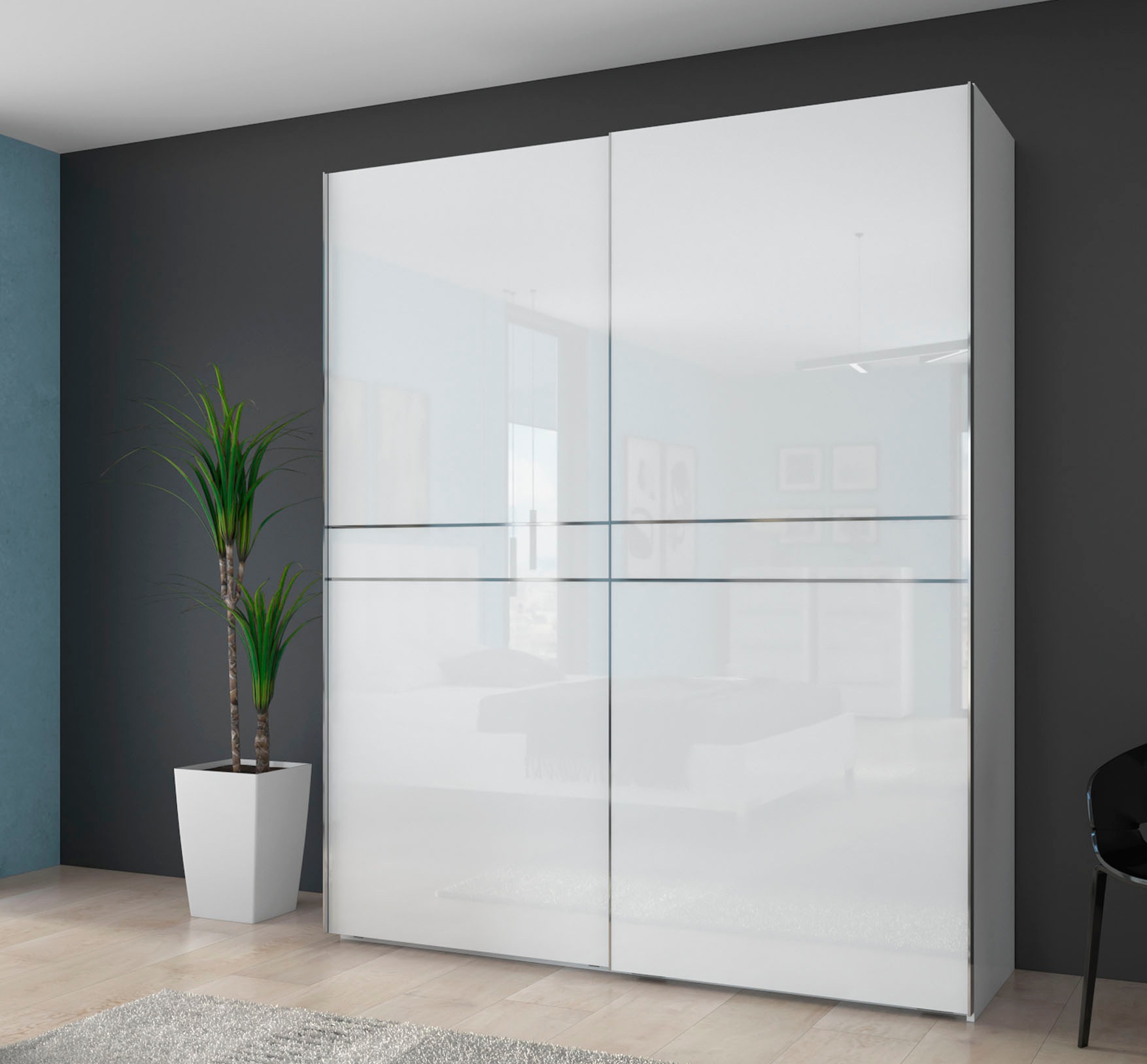 Places of Style Schwebetürenschrank »Piano«, UV lackiert, hochglänzend, mit Soft-Close Funktion