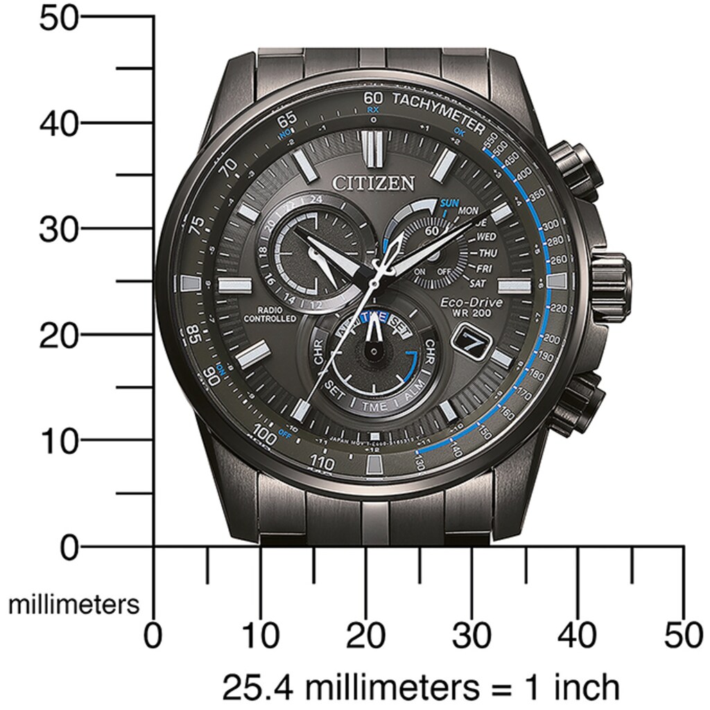 Citizen Funkchronograph »CB5887-55H«, Armbanduhr, Herrenuhr, Solar, Stoppfunktion