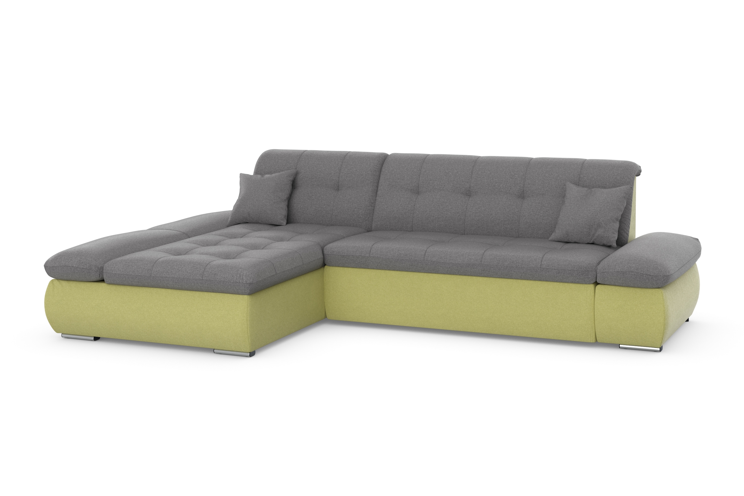 DOMO collection Ecksofa »Moric, L-Form, XXL-Sofa - Breite 300cm«, wahlweise mit Bettfunktion und Armteilverstellung, gelb-schlamm