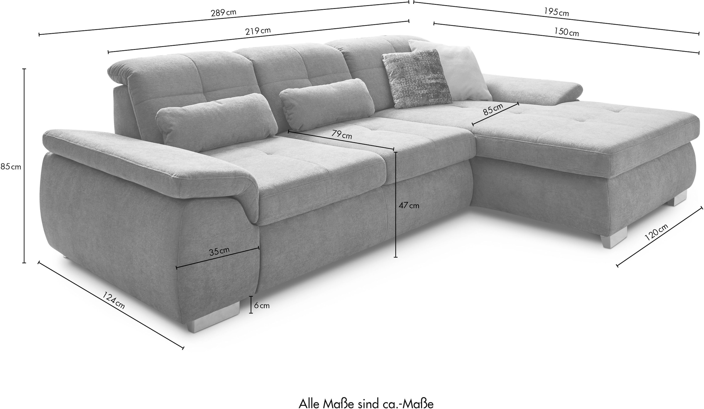 Die PlanBar Ecksofa »MP-IN16037 L-Form mit Kaltschaum-Polsterung«, mit Sitztiefenverstellung & Zierkissen