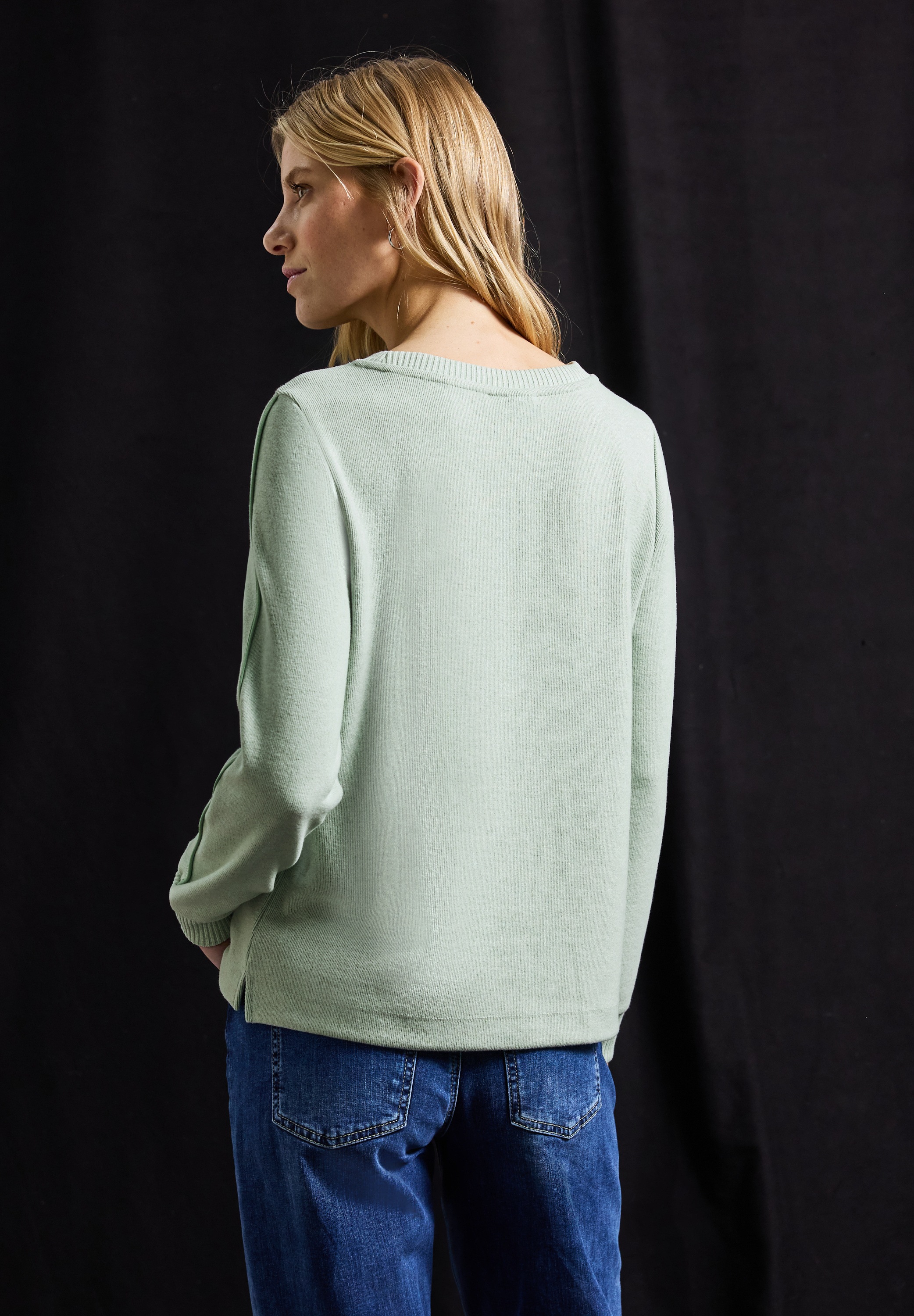 STREET ONE Strickpullover »LTD QR cosy Shirt«, Langarmshirt mit Tape Details