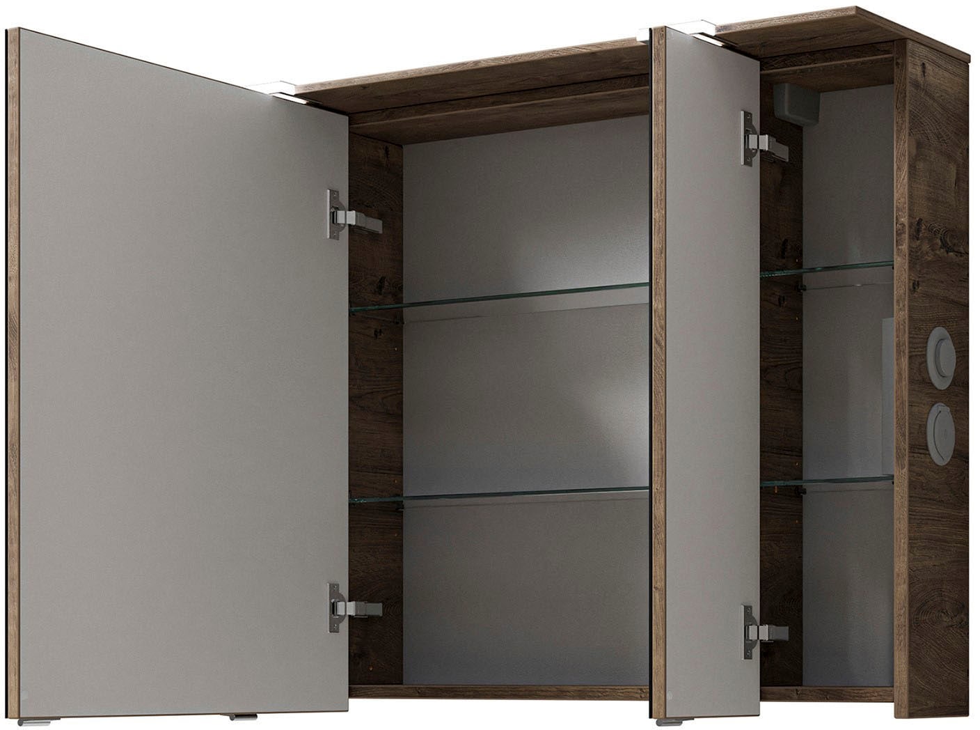 Saphir Badmöbel-Set »Serie 6025 2-teilig Mineralmarmor-Waschtisch mit LED-Spiegelschrank« 2 Stk. tlg.