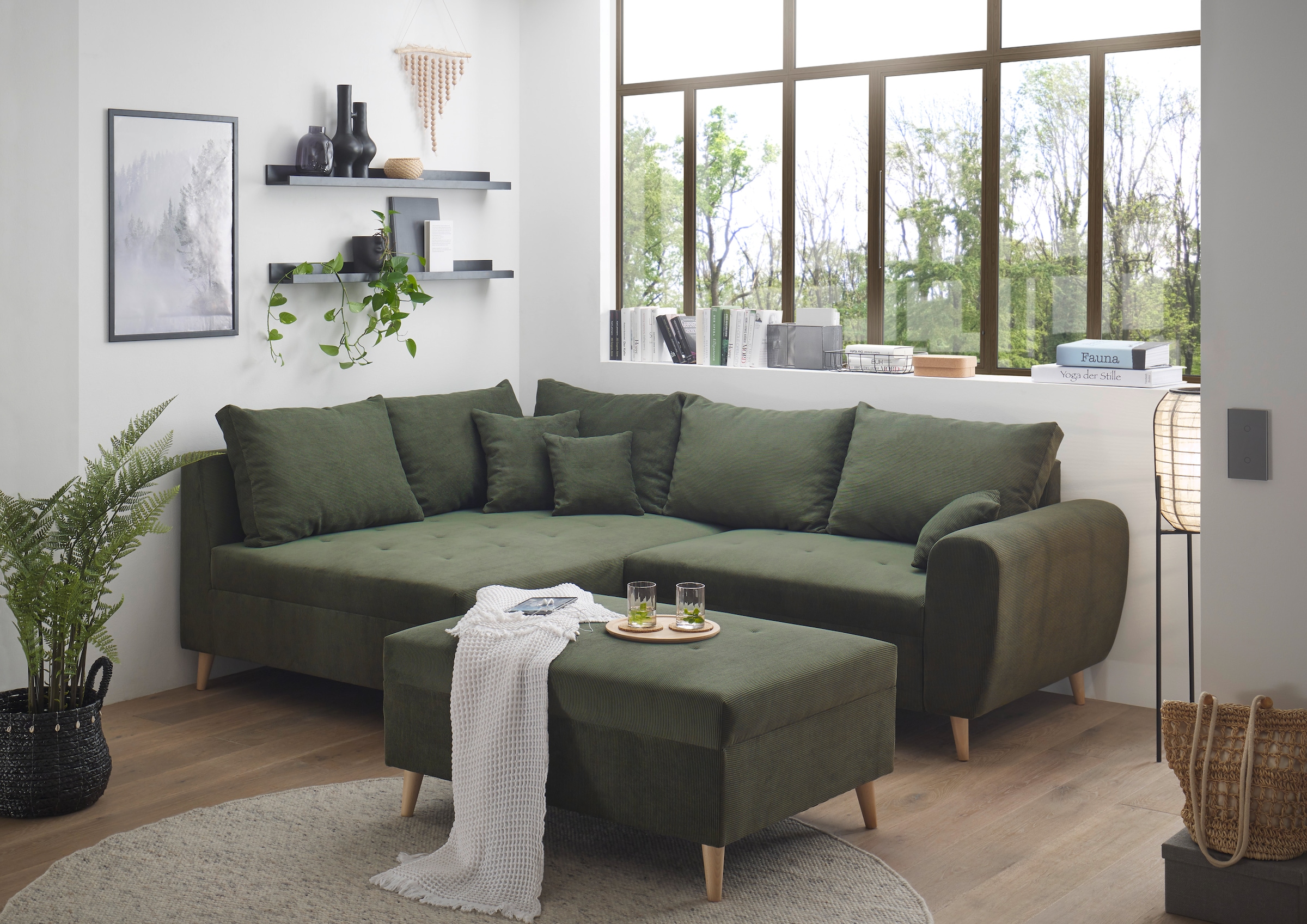 ED EXCITING DESIGN Ecksofa »Calanda L-Form«, mit Hocker, frei im Raum stellbar, Rücken- und Zierkissen