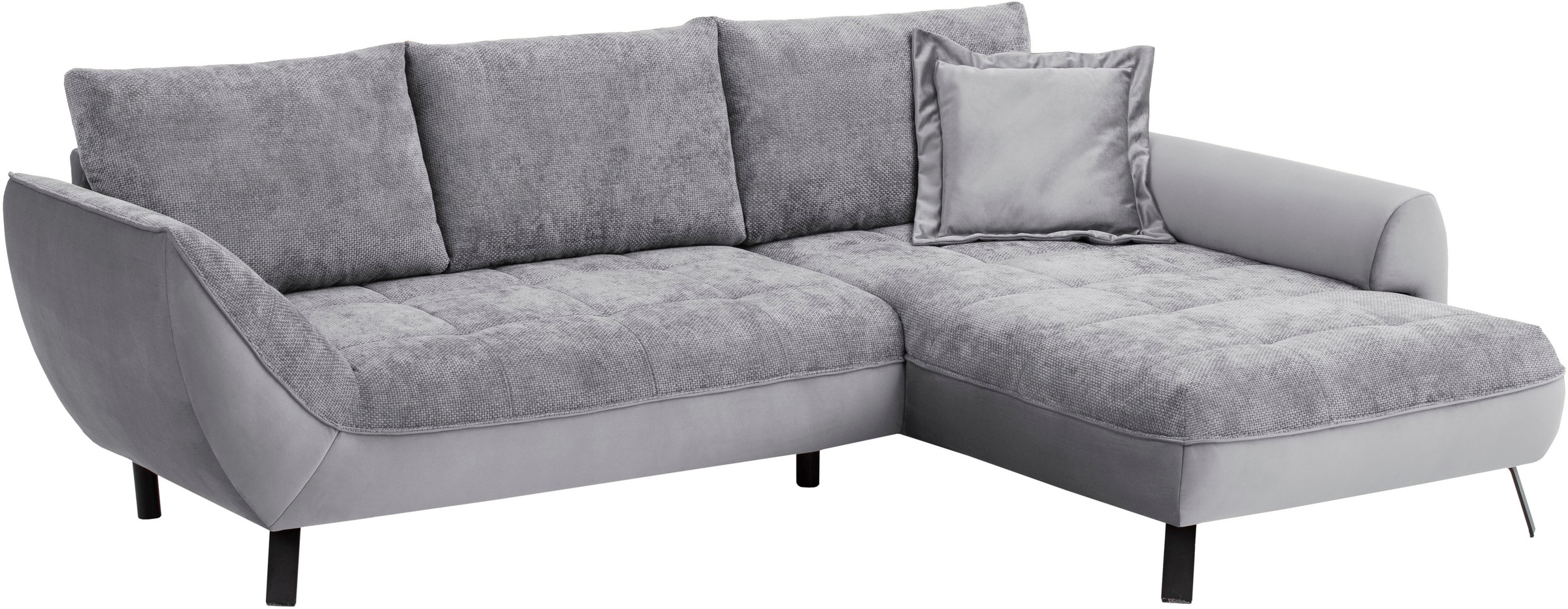 Ecksofa EXXPO - SOFA FASHION "Bellini, Materialmix oder komplett Struktur, Breite 268cm, bequem", grau, B:260cm H:92cm T:187cm, Sofas, Ecksofa, bequem und modern, Materialmix, L-Form 2