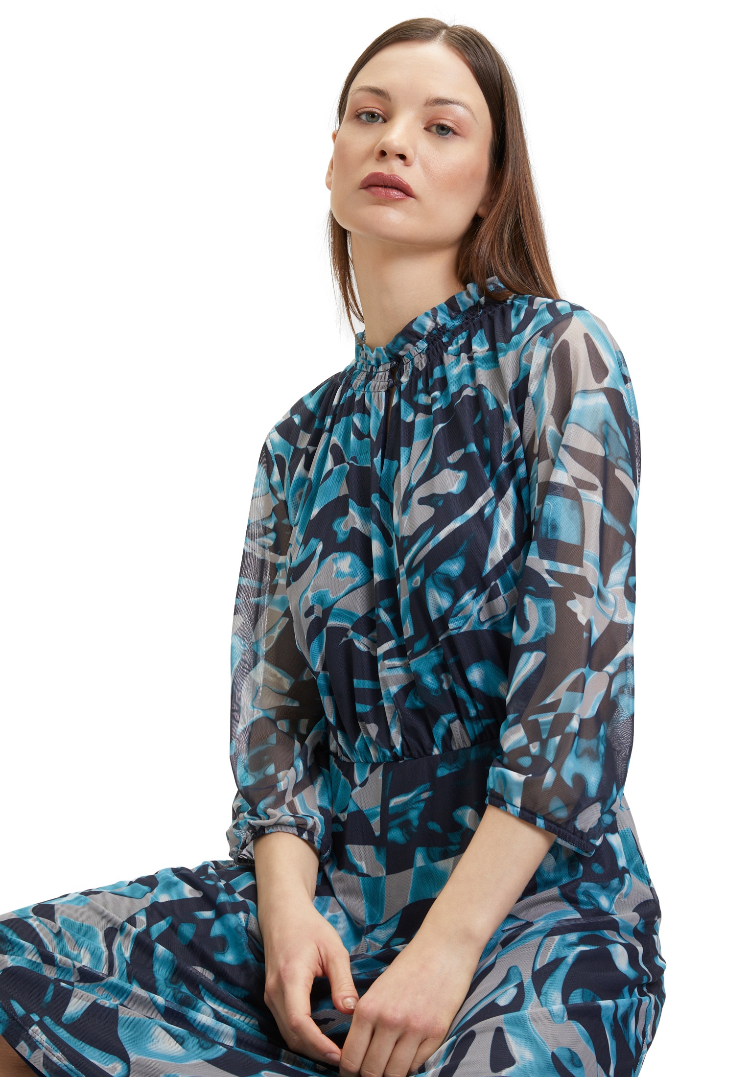 Betty&Co Sommerkleid »Betty & Co Damen Freizeitkleid mit 3/4 Arm«, Raffung