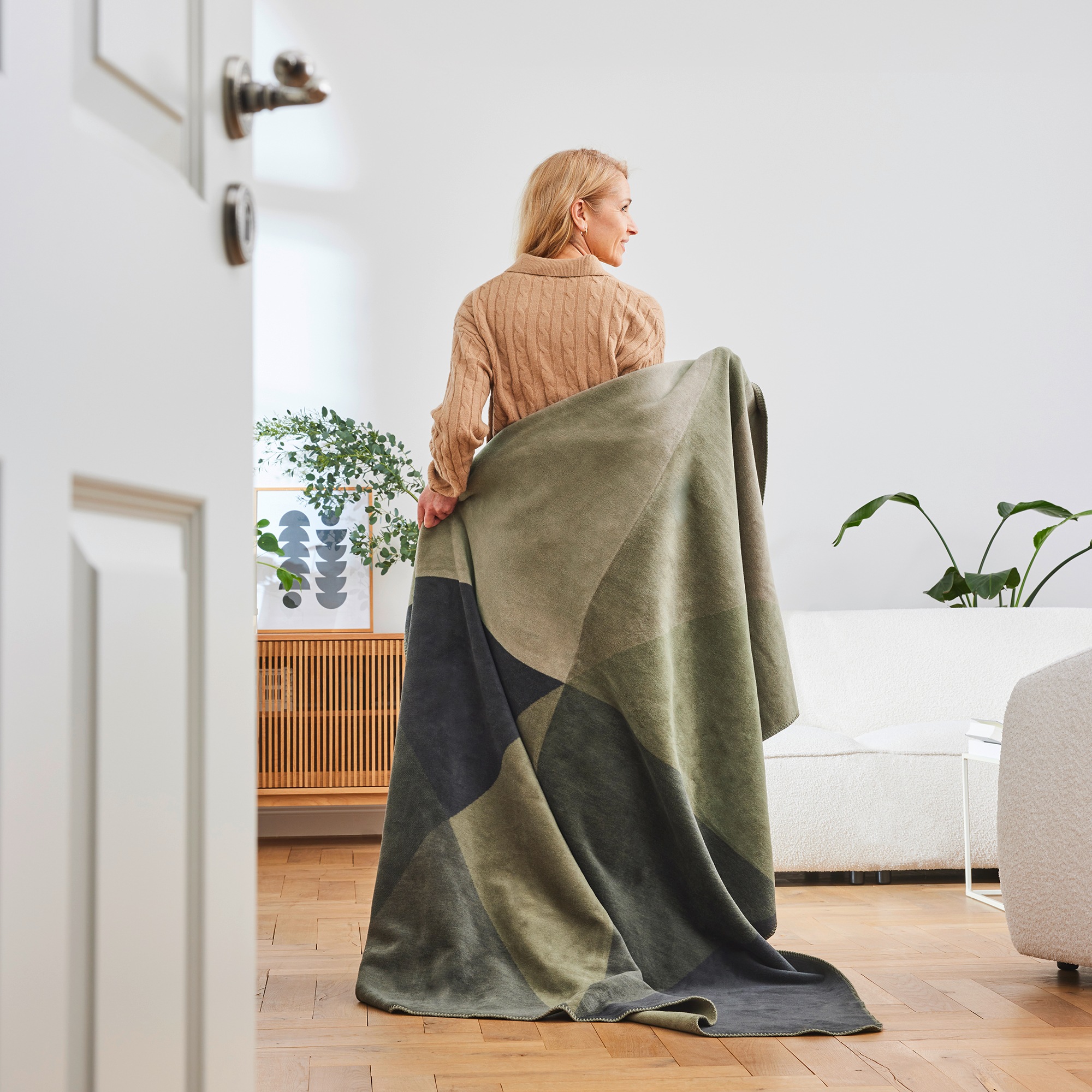 IBENA Wohndecke »Wohndecke Nara«, in harmonischen Grüntönen