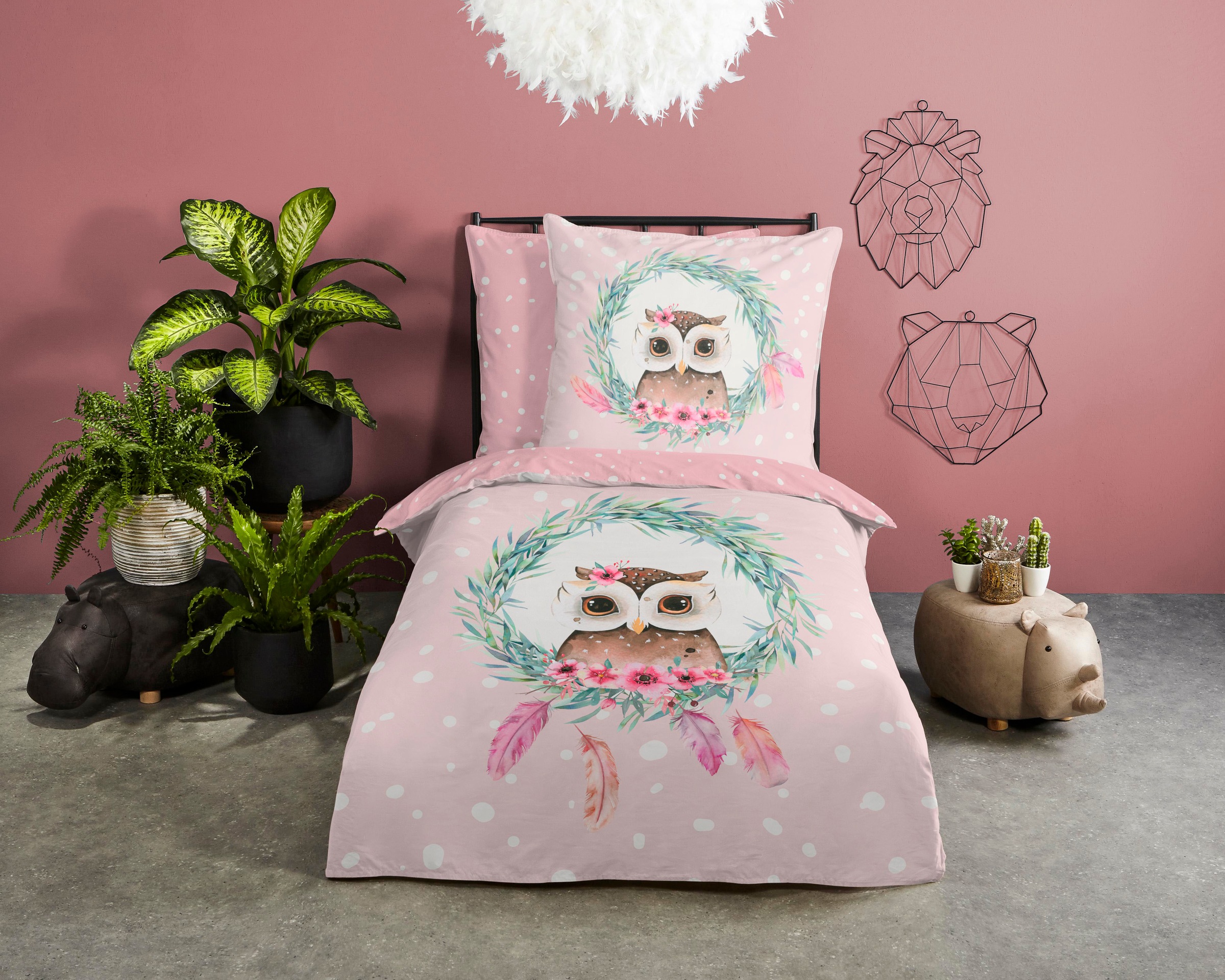 good morning Kinderbettwäsche "Owli" 2 Stk. tlg. Baumwolle, 135x200, Reißve günstig online kaufen
