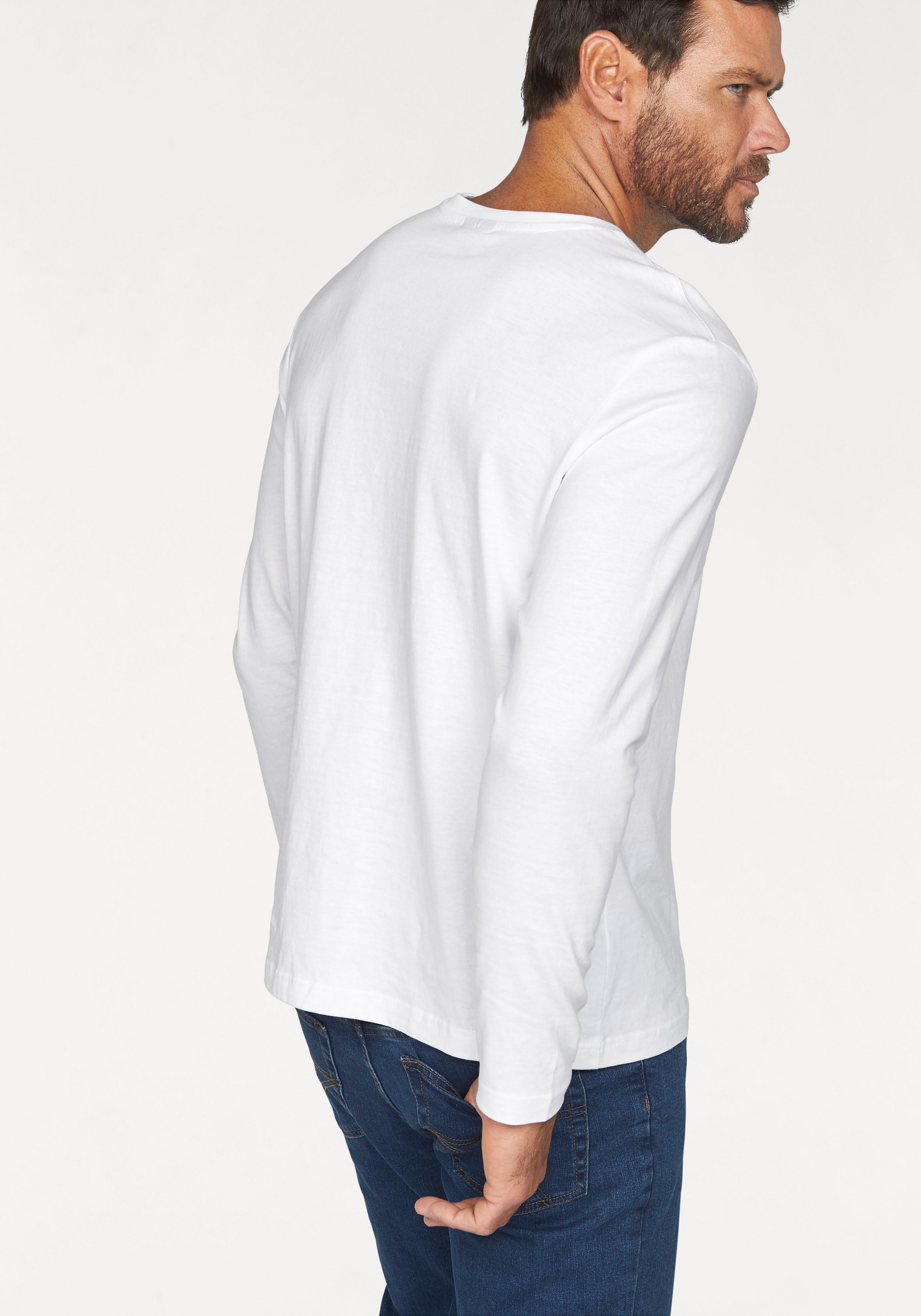 Man's World Langarmshirt »neue Farbe !«, (3er-Pack), Langarm, unifarben, aus Baumwolle, im 3er-Pack