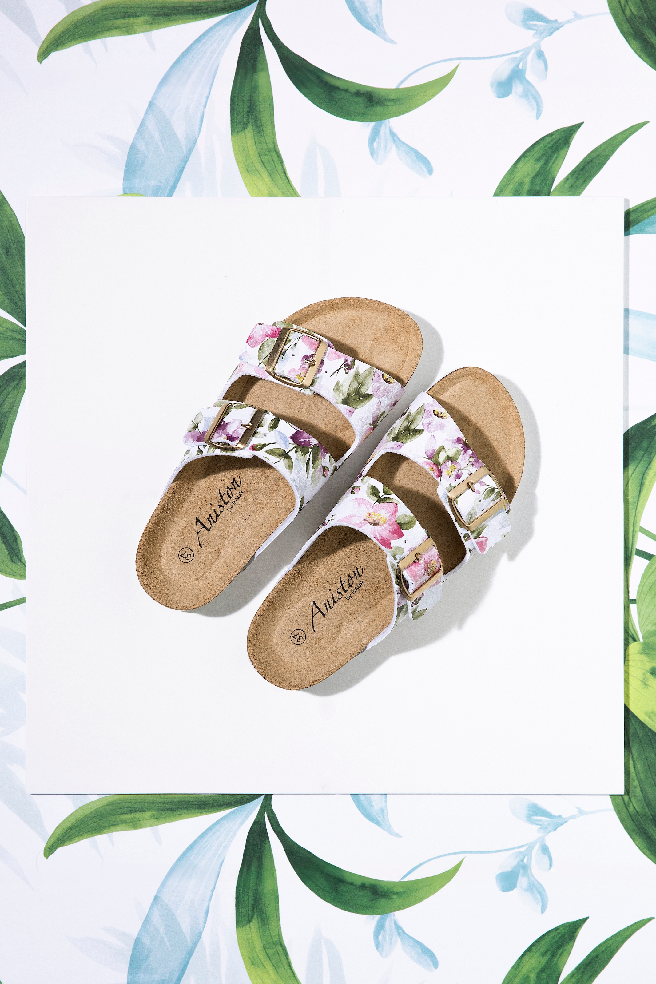 Aniston SHOES Pantolette  Hausschuh, Sommerschuh mit Blumendruck - NEUE KOLLEKTION