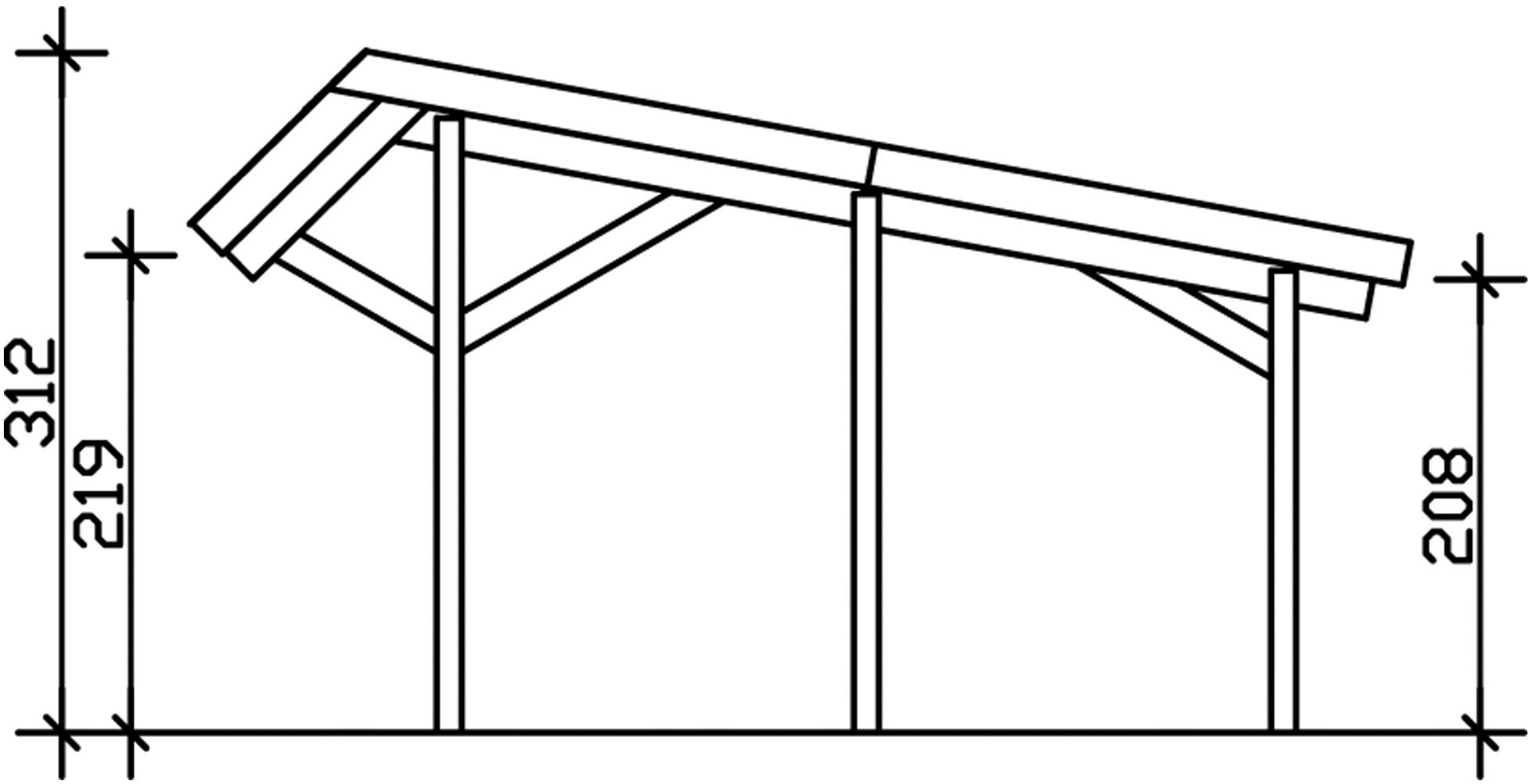 Skanholz Doppelcarport »Harz«, Nadelholz, 291 cm, Nussbaum, mit roten Schindeln