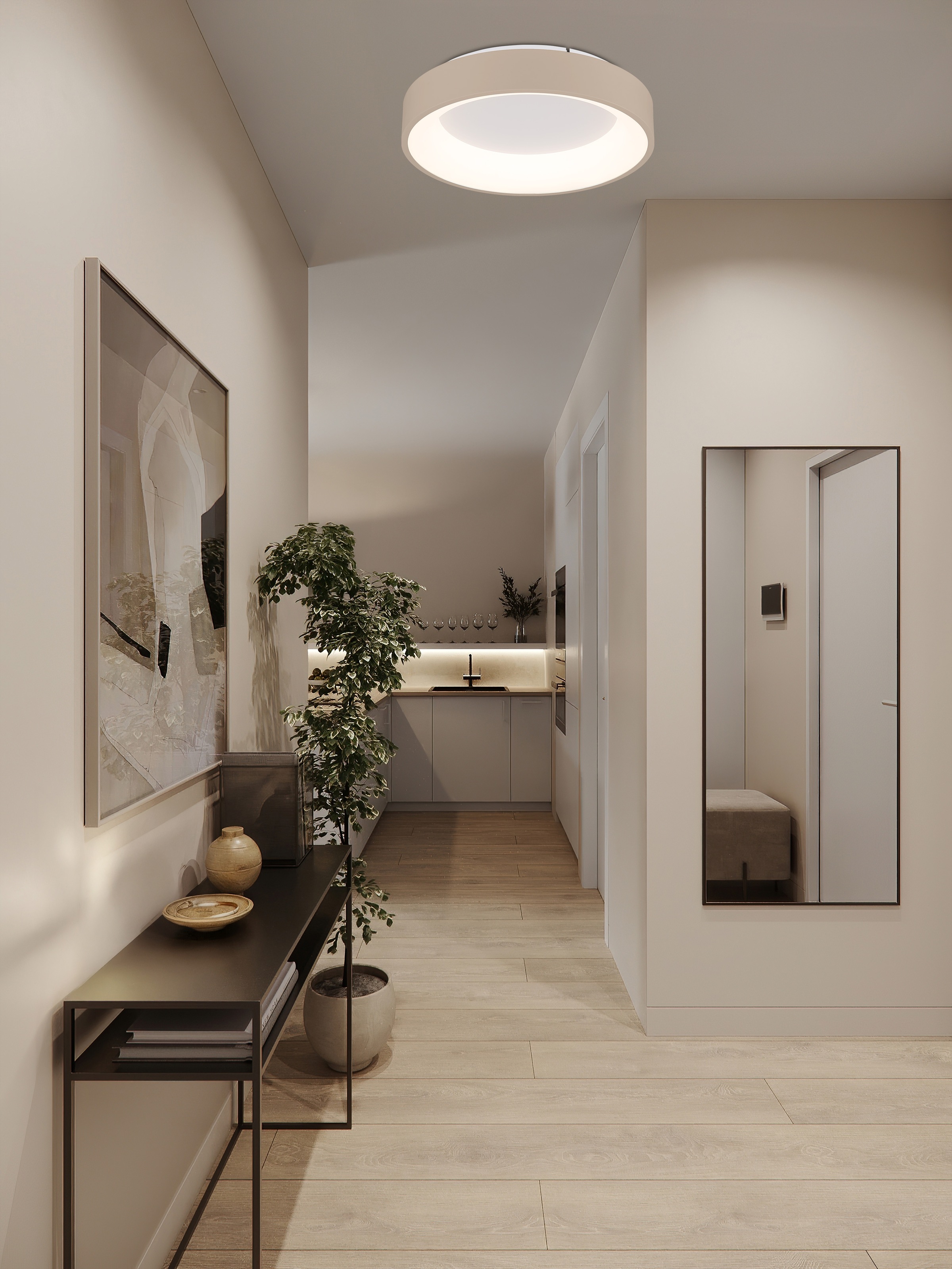 GLOBO LIGHTING Deckenleuchte »GALLEGOS« LED-Modul 1 Stk. Sandfarbene Deckenleuchte dimmbar mit LED, Fernbedienung