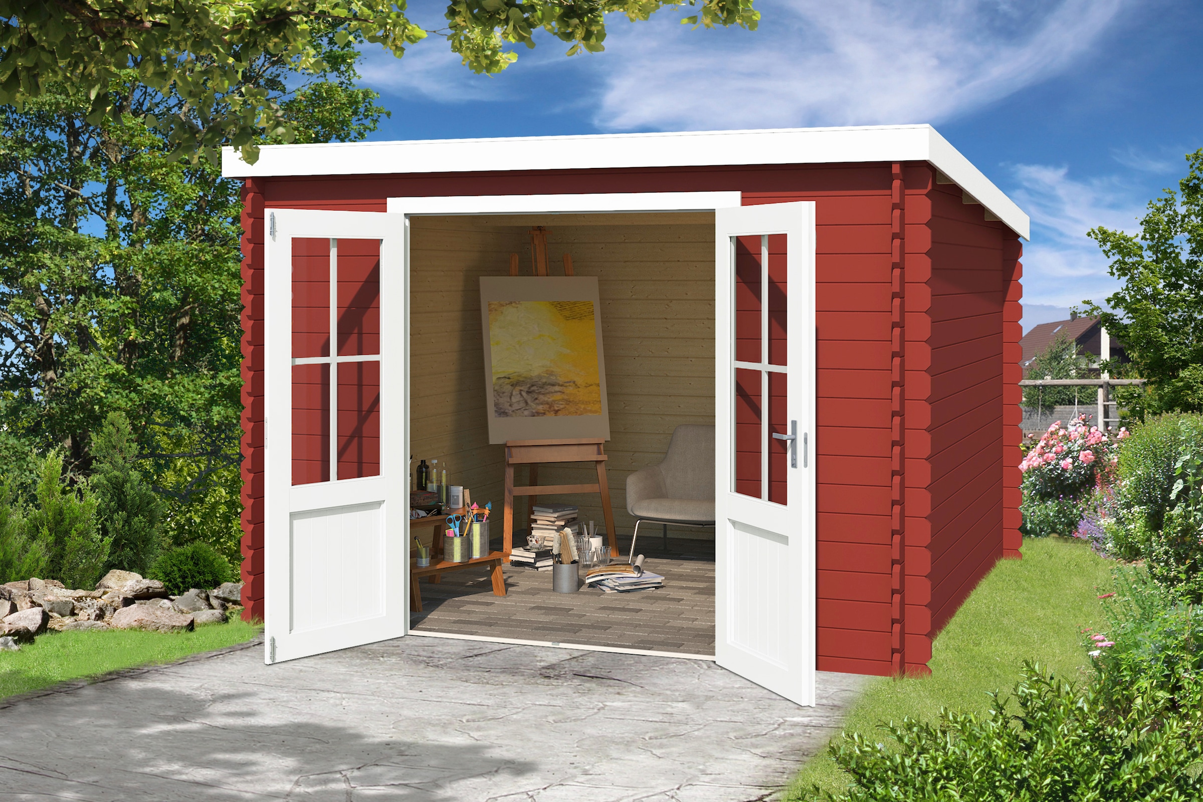 LASITA MAJA Gartenhaus "Atlanta" Blockbohlenhaus 28mm