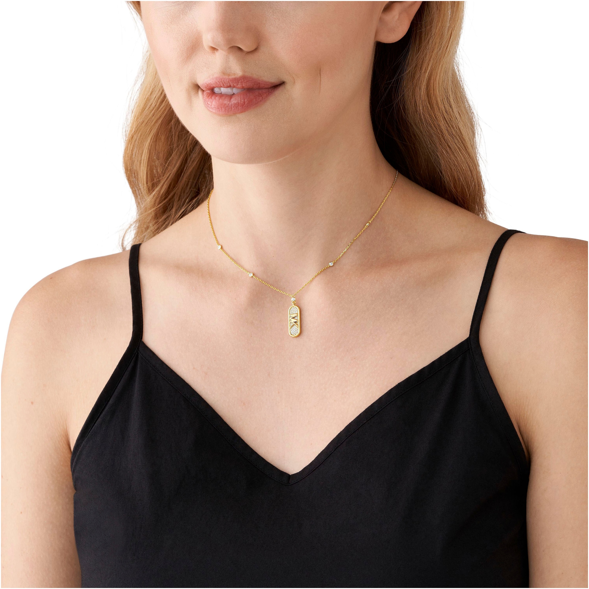MICHAEL KORS Kette mit Anhänger »Schmuck Geschenk Silber 925 Halsschmuck PAVÉ EMPIRE LINK, MKC1729CZ«, mit Zirkonia (synth.)