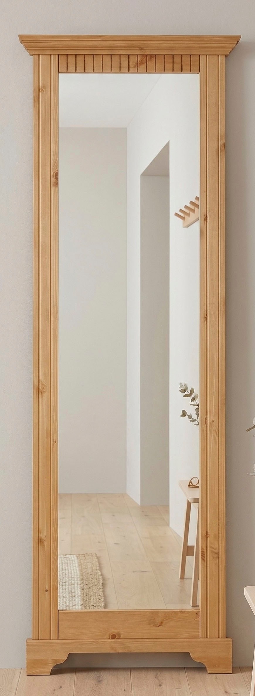 OTTO home Spiegel "Rustic, Garderobenspiegel, Landhausstil" Rahmen in Kiefer massiv, Höhe 190 cm, mit Zierfräsungen