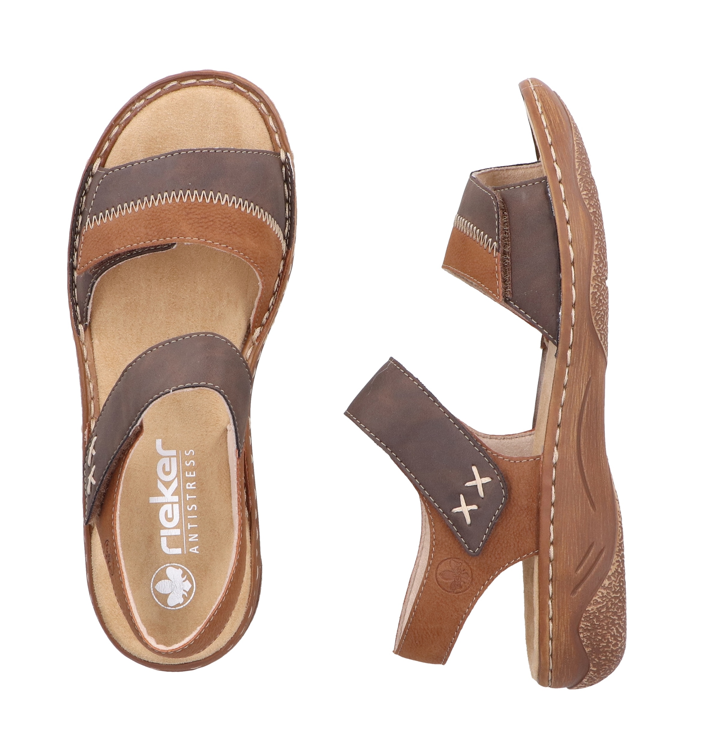 Rieker Sandale, Riemchensandale, Sommerschuh, Sandalette, Klettschuh mit Keilabsatz