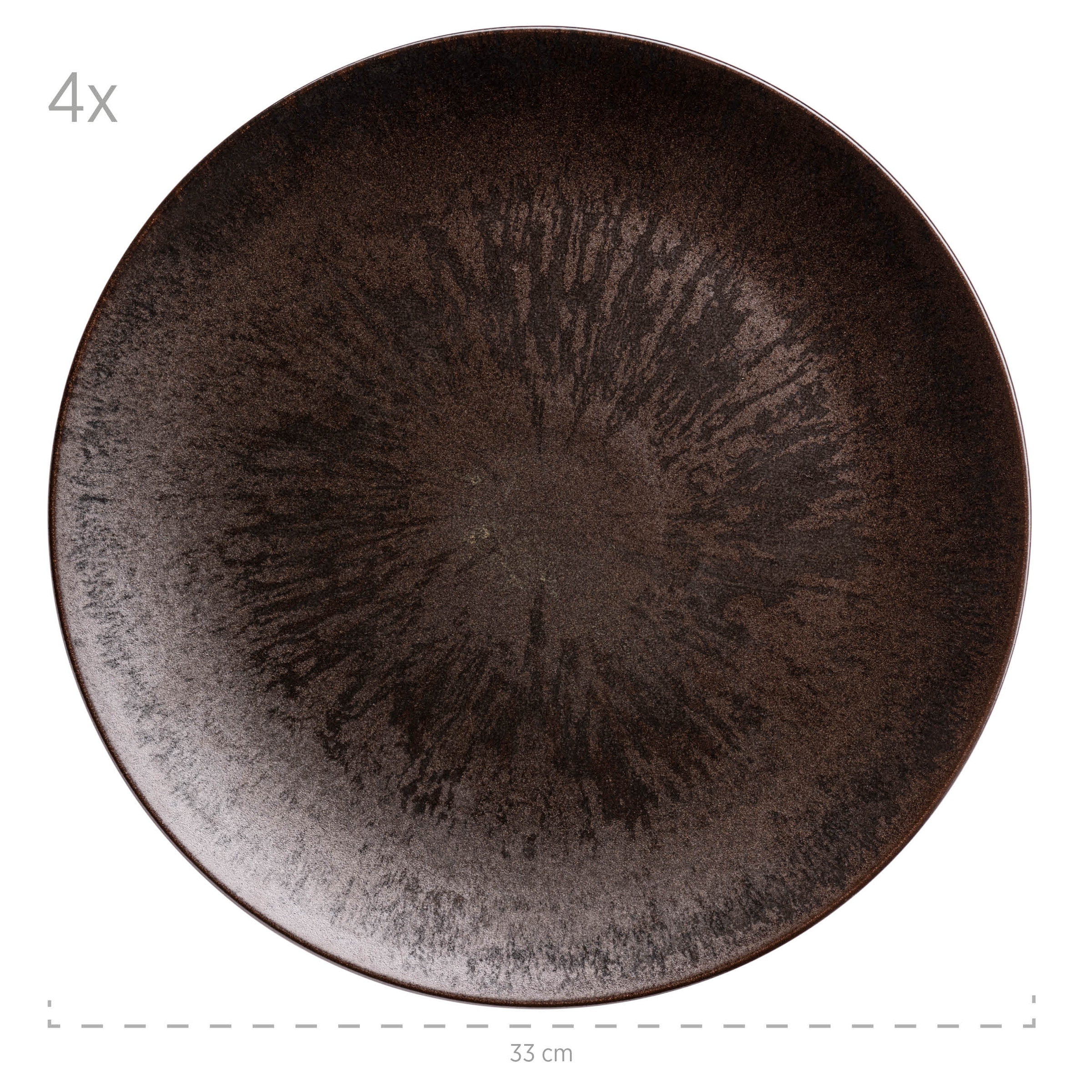 MÄSER Platzteller »Platzteller-Set Metallic Bronze, aus Keramik«, (Set, 4 tlg.)