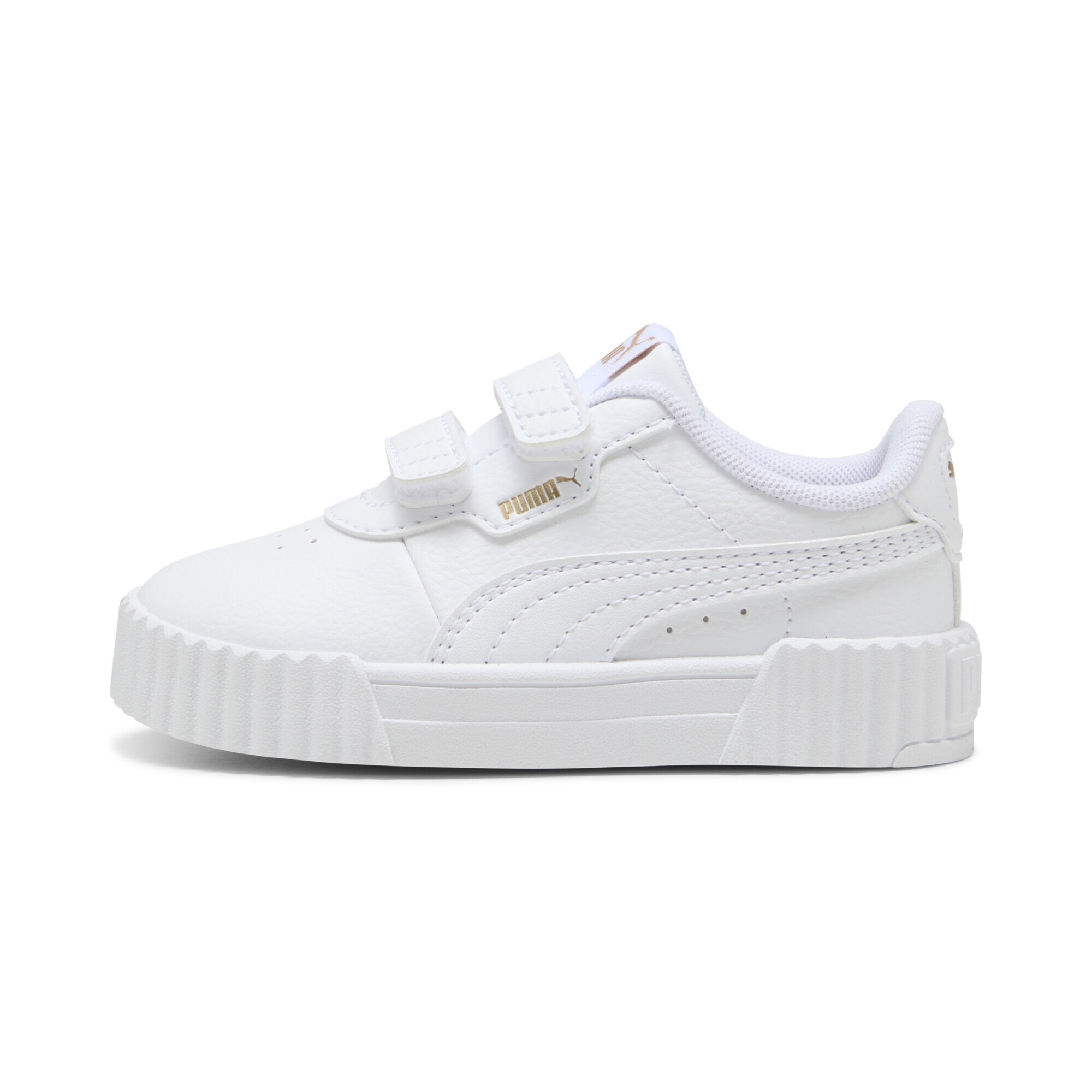 Sneaker PUMA "Carina 3.0 Sneakers Mädchen", Damen, Gr. 22, weiß gold, Obermaterial: Synthetik, Textil; Futter: Textil; Innensohle: Textil; Laufsohle: Gummi, Schuhe Sneaker 2