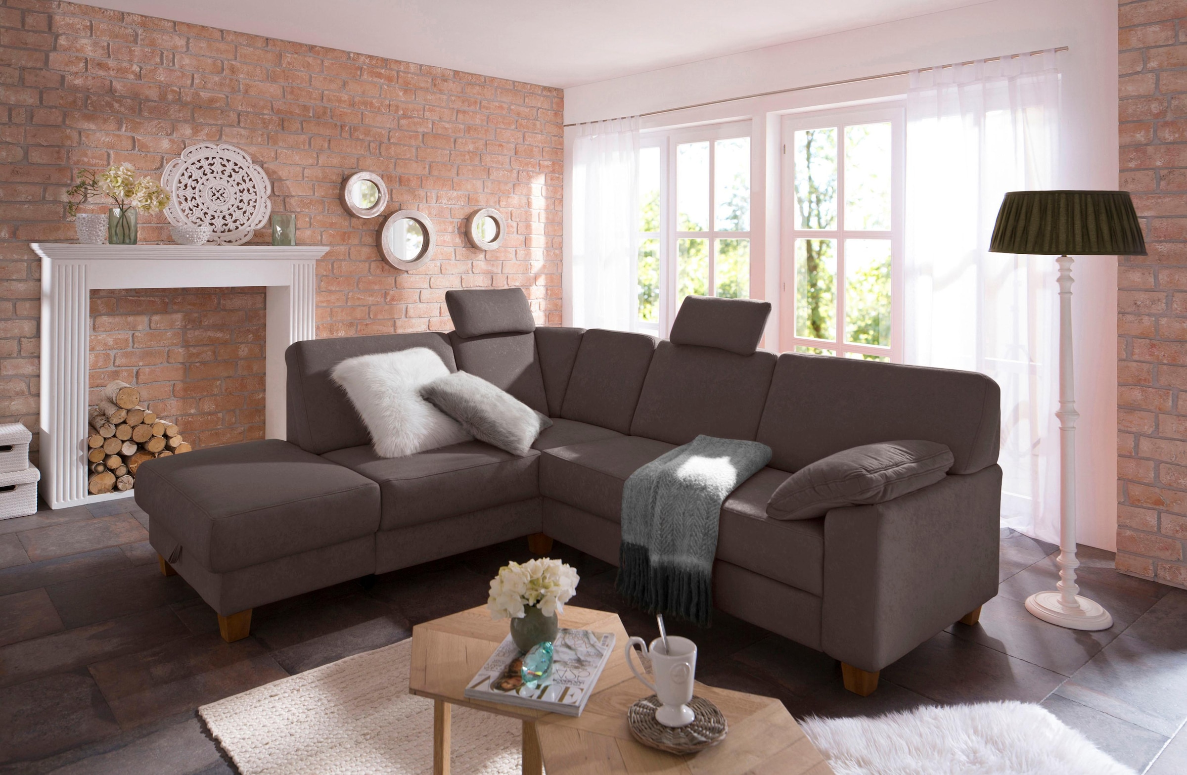 Home affaire Ecksofa »Belfort L-Form«, mit Federkern, wahlweise mit Bettfunktion und Stauraum