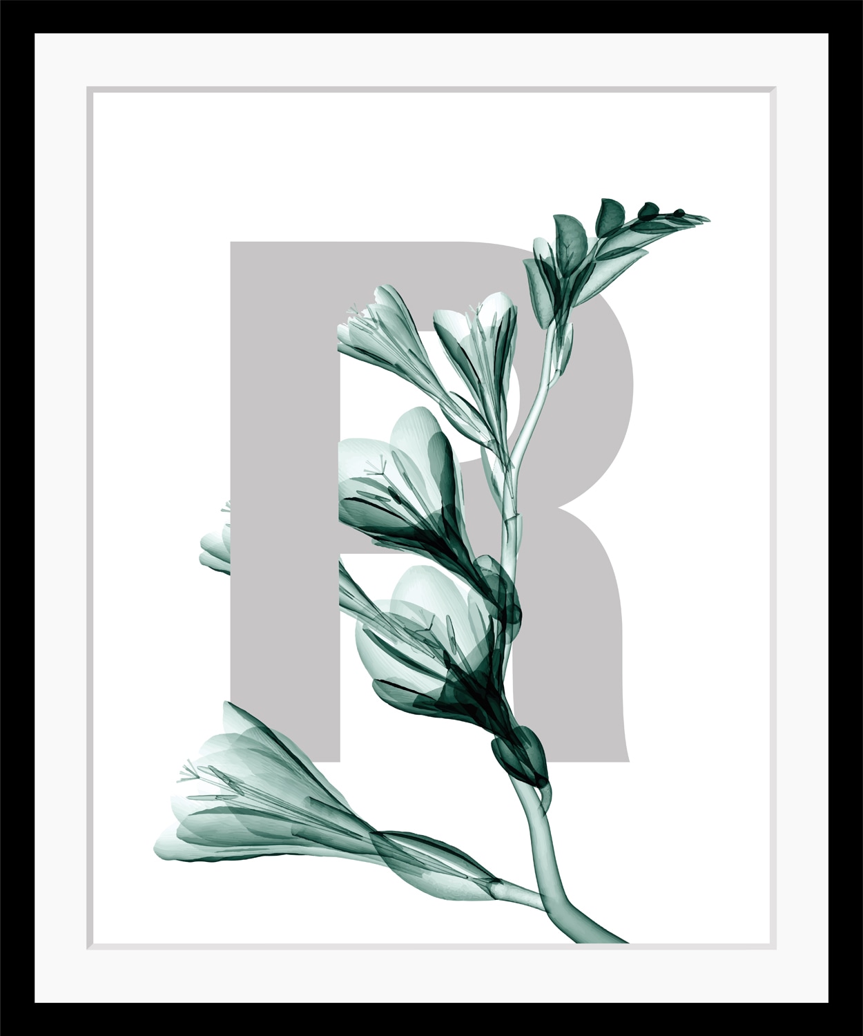 queence Bild "R-Flower", Buchstaben, Blätter, gerahmt, Blume günstig online kaufen