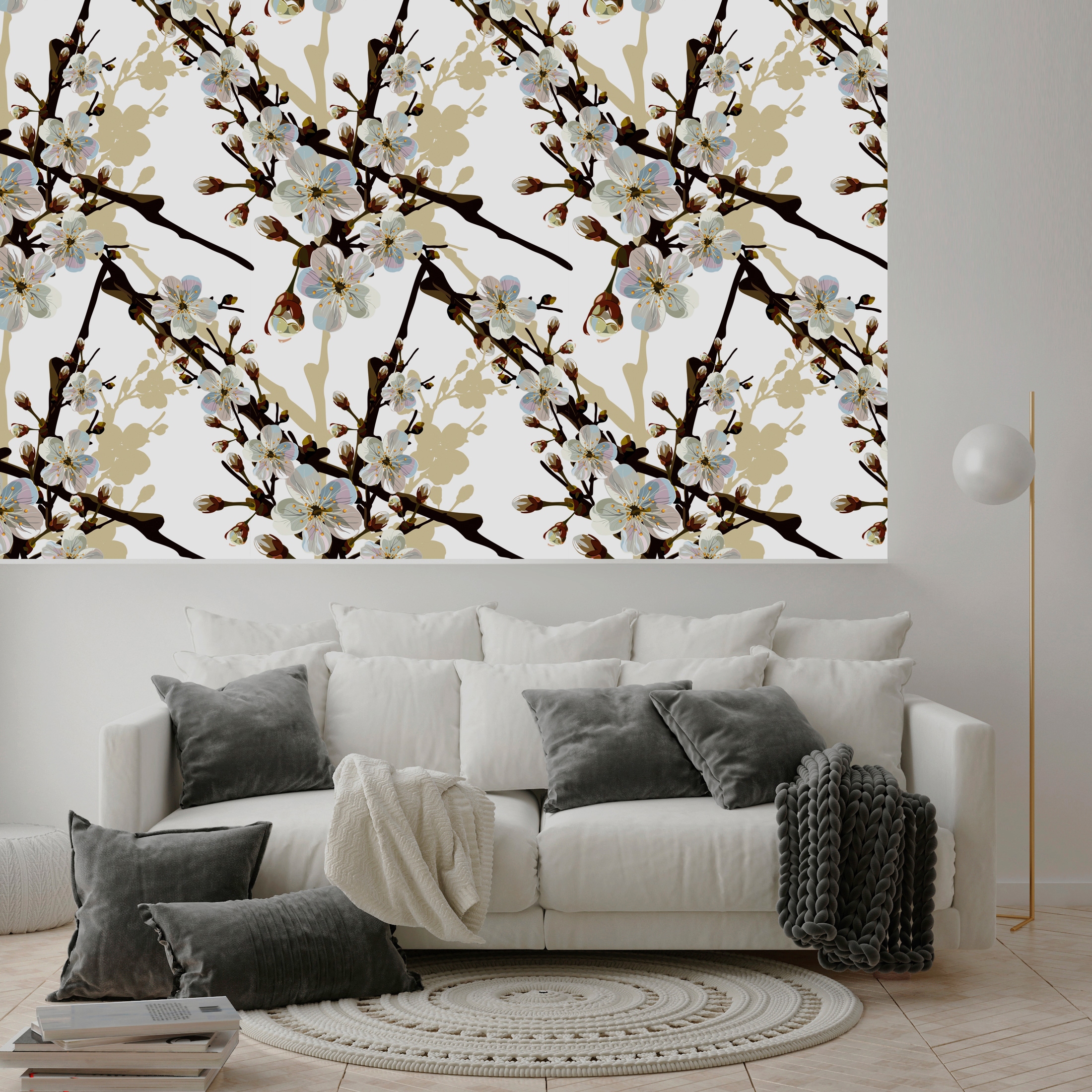 queence Vinyltapete »Amber«, bedruckt-Motiv-botanisch-floral-gemustert-natürlich, 90x250cm, selbstklebend, kinderleichte Anbringung, Sticker