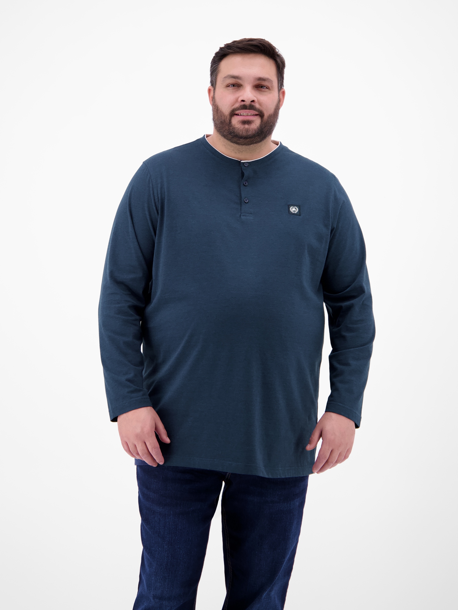 Sweatshirt LERROS "Serafino-Langarmshirt für Herren", Herren, Gr. 4XL, blau (classic navy), 100% Baumwolle, Sweatshirts Sweatshirt