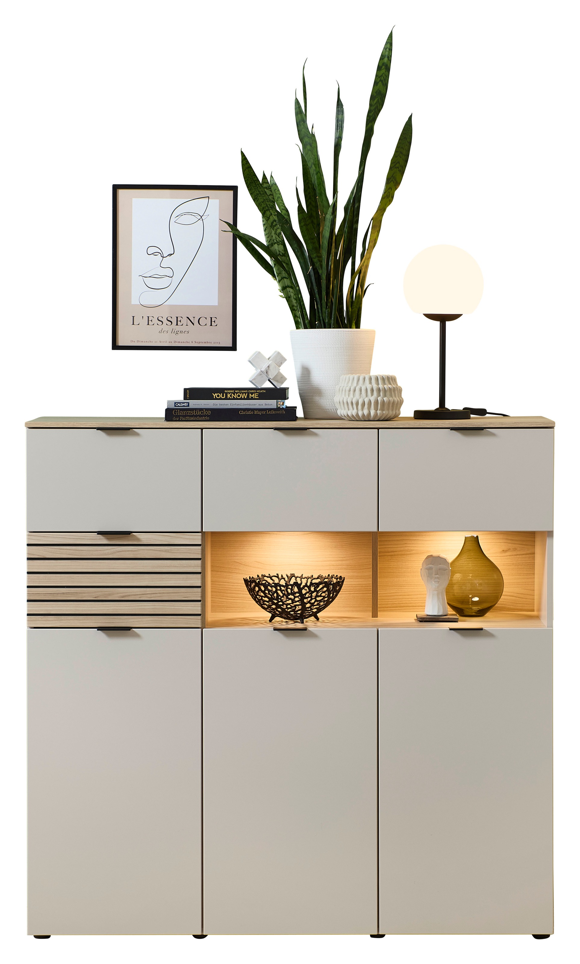 Innostyle Highboard "INA Highboard, 84 x 125 x 45 cm (B/H/T)" 1 Stk. tlg. 3 günstig online kaufen