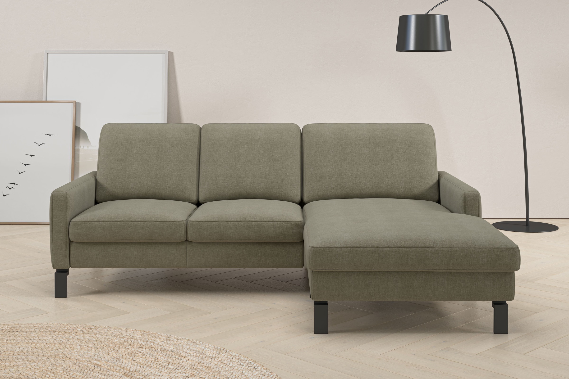Home affaire Ecksofa "Lecce, L-Form, Federkernpolsterung, Breite 224 cm" inkl. saugroboterfreundliche Höhe & schmale Armlehnen
