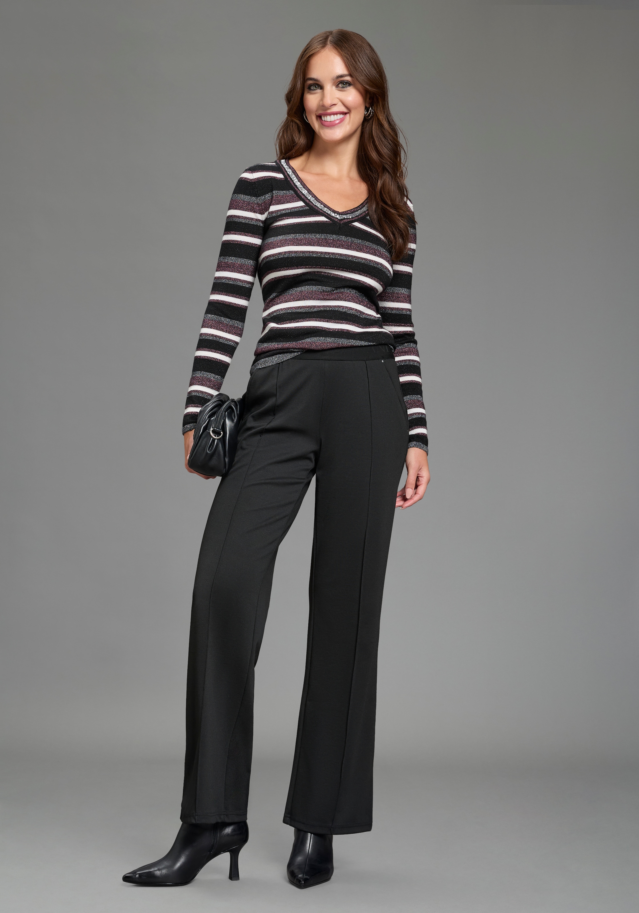 Melrose V-Ausschnitt-Pullover mit weichem Glitzergarn und Pailletten-Details