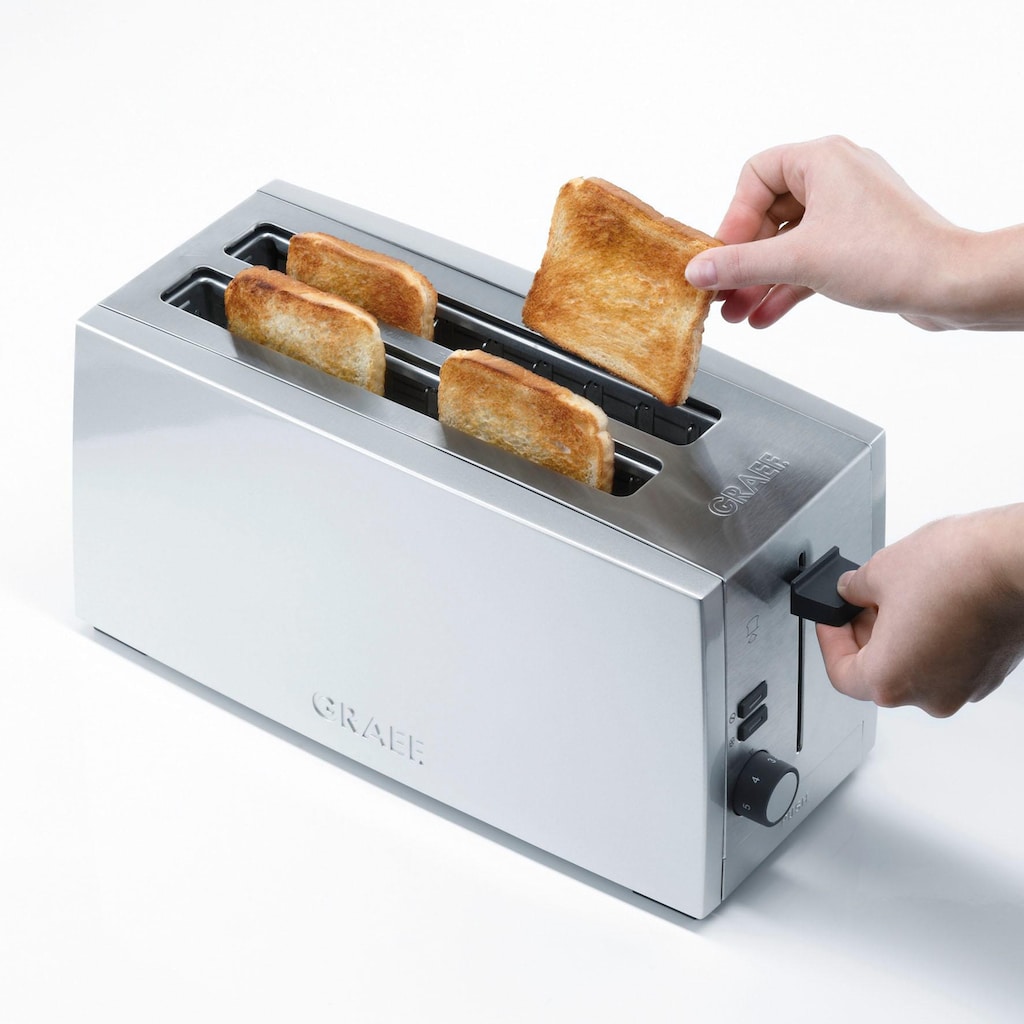 Graef Toaster »TO 100, silber«, 2 lange Schlitze, für 4 Scheiben, 1380 W