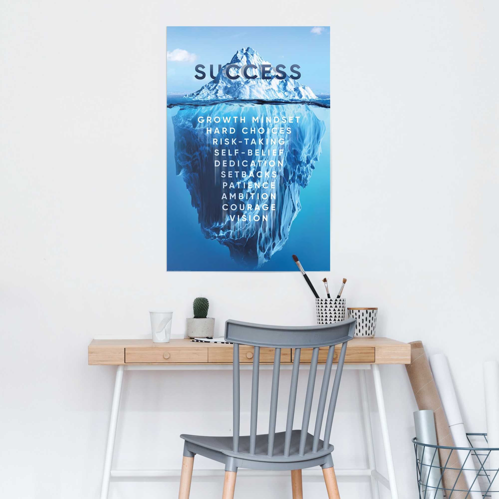 Reinders Poster "Erfolg hat Tiefe" Schriftzüge 1 Stk. tlg. Home Office - Blau - Bilderdruckpapier - Sprüche - 61x91,5 cm