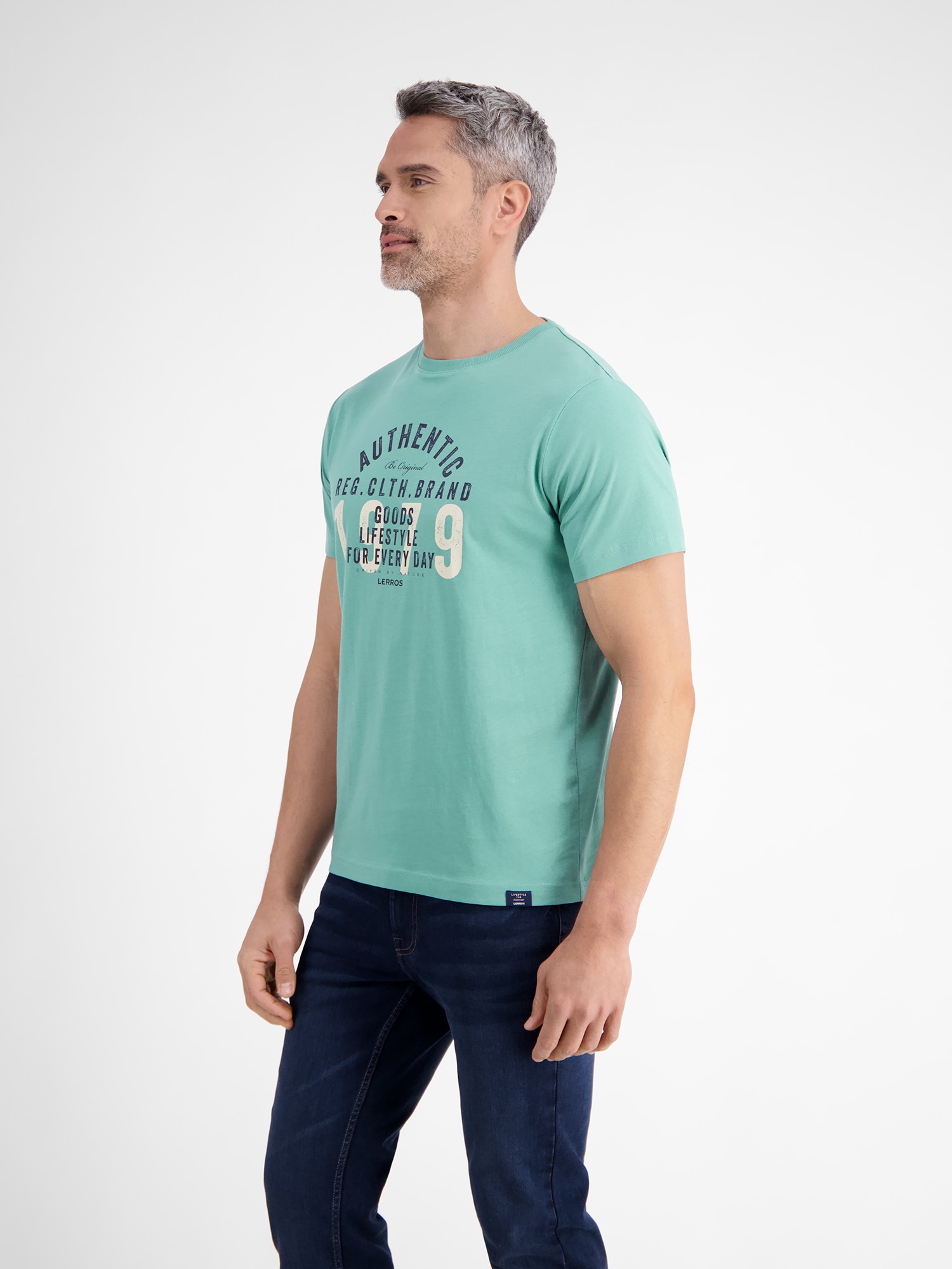 LERROS T-Shirt »LERROS Unifarbenes T-Shirt mit Print«