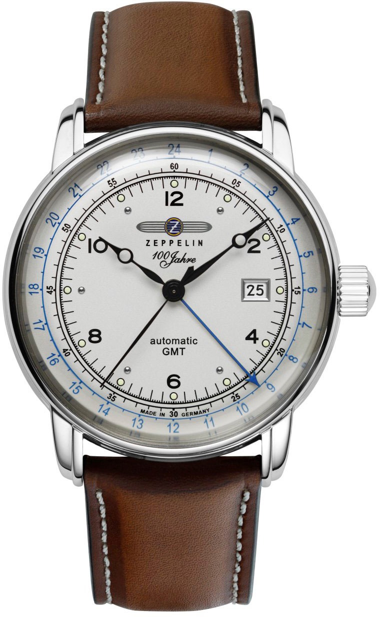 ZEPPELIN Automatikuhr »100 Jahre, Automatik-GMT, 8666-1«, Armbanduhr, Herrenuhr, Datum, Made in Germany