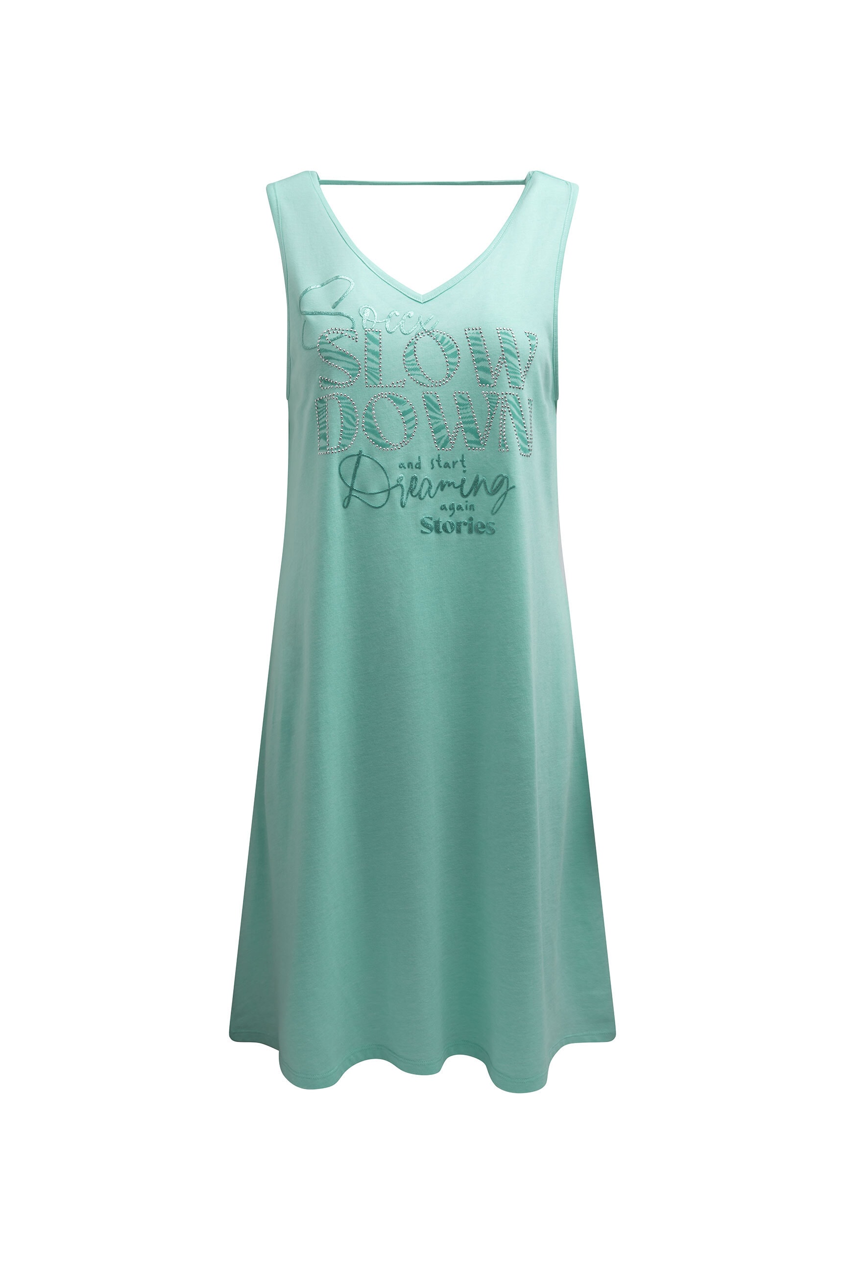 SOCCX Sommerkleid Ohne Taschen mit Glitzerstein-Wording