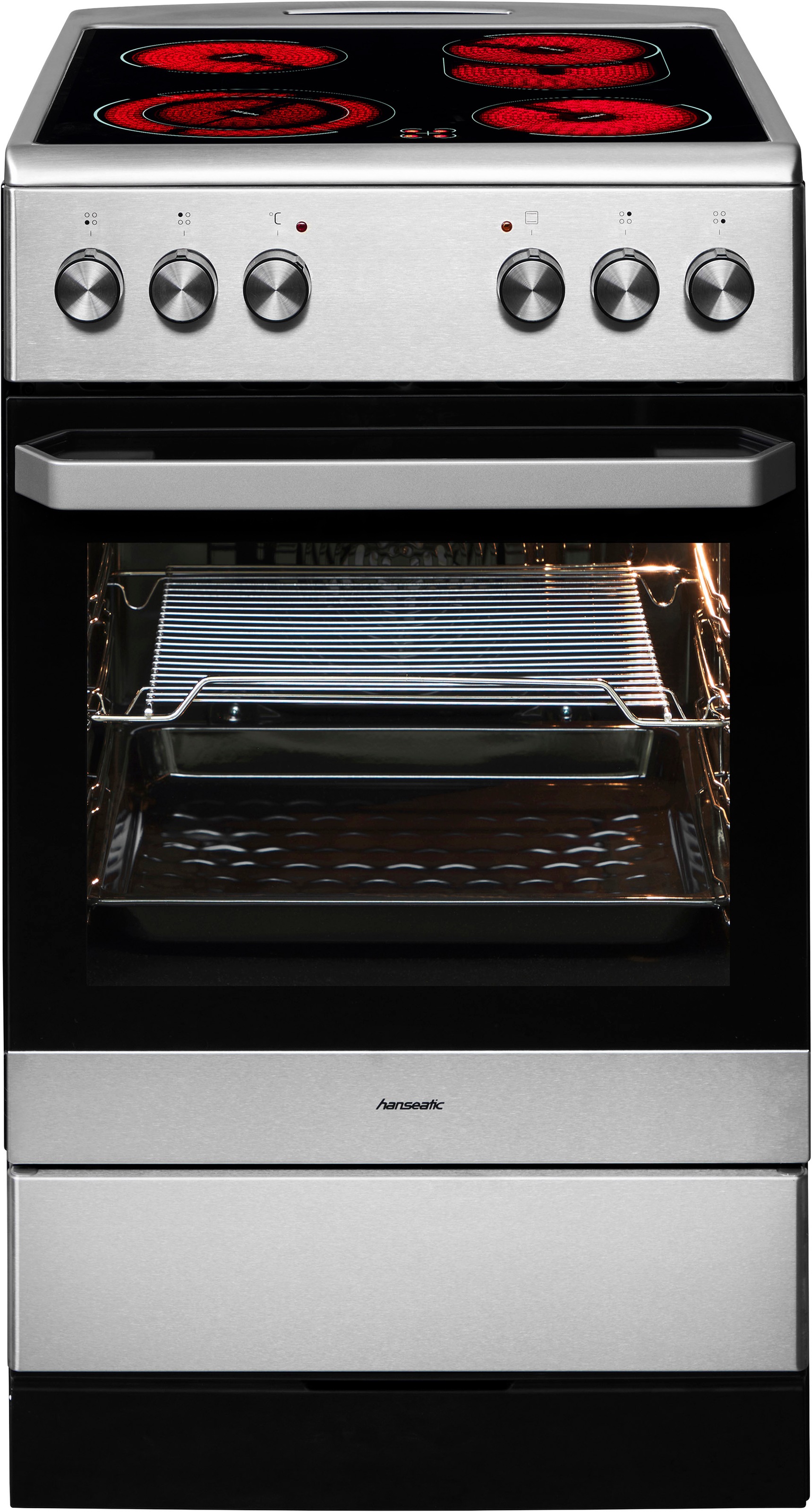 HANSEATIC Elektro-Standherd "5022CE3.313eEDJ(Xv)", grau, Herdsets