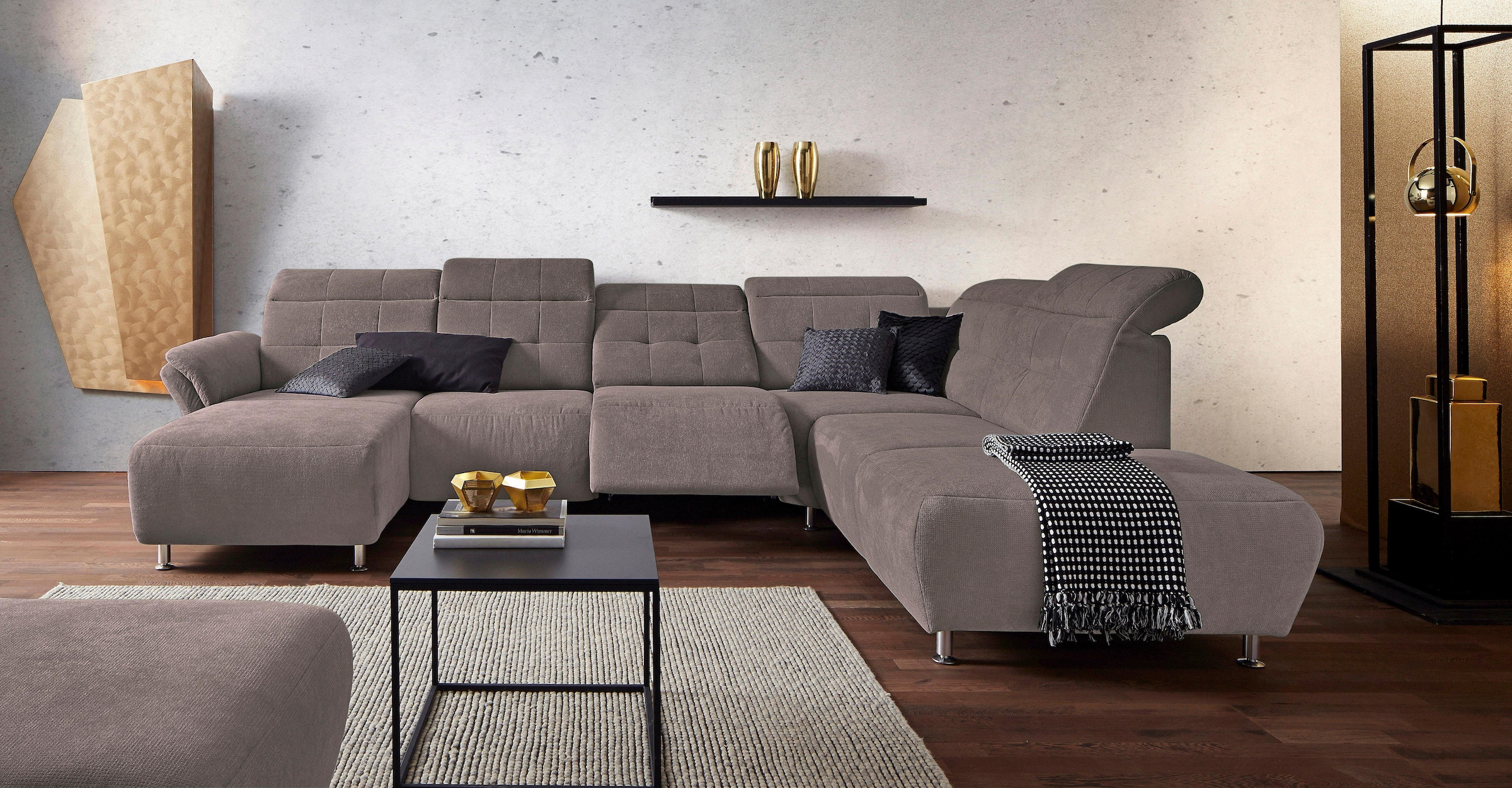 Home affaire Wohnlandschaft "Manhattan U-Form" 2 Sitze mit elektrischer Rel günstig online kaufen