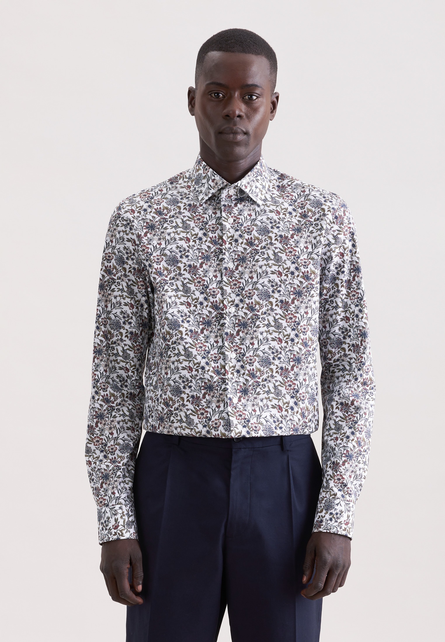 seidensticker Businesshemd "Schwarze Rose" Slim 1/1 Kentkragen Druck günstig online kaufen